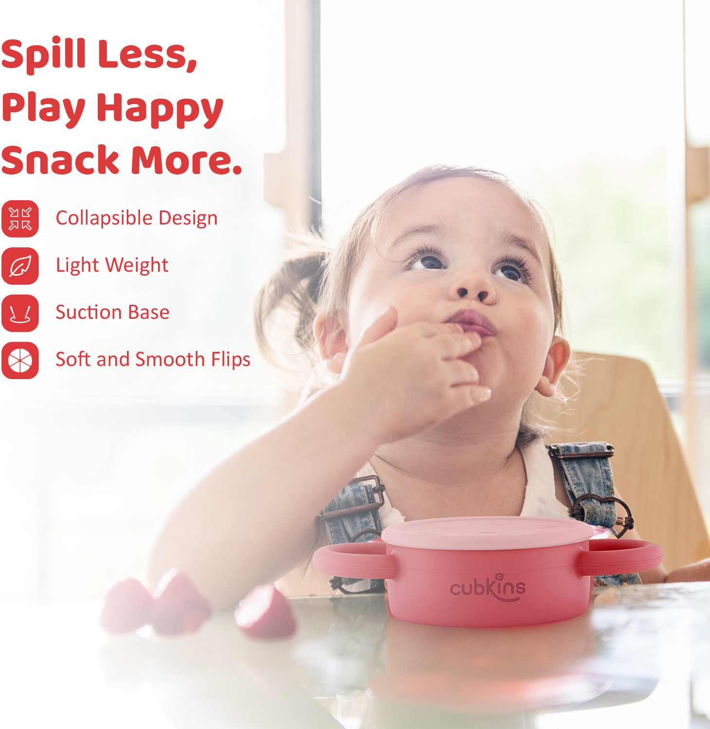 Image of Cubkins Snack Cup for Baby, Infant, Toddler | BPA Free & Collapsible (6 Months+) - Silicone