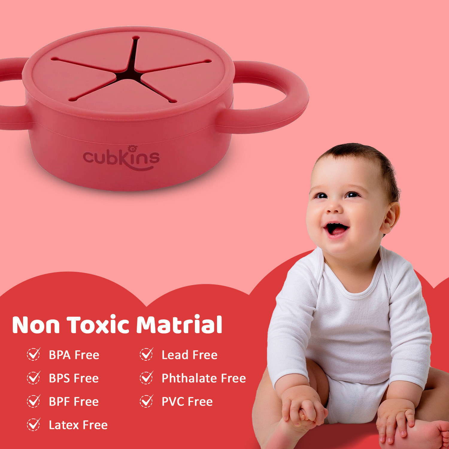 Image of Cubkins Snack Cup for Baby, Infant, Toddler | BPA Free & Collapsible (6 Months+) - Silicone