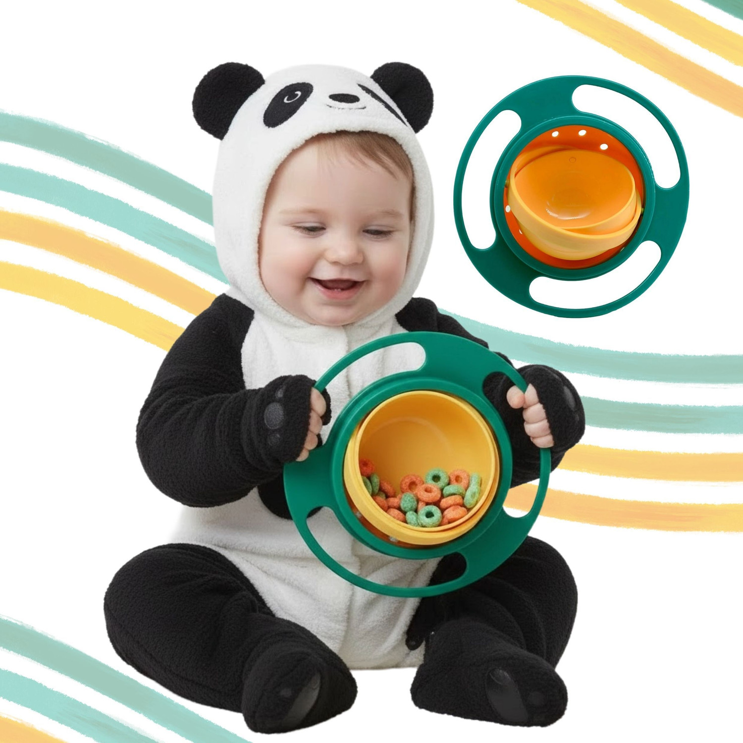 Image of See Inside 360 Rotating Gyro Feeding Bowl for Kids | No Spill Snack Bowl - Food Grade Plastic