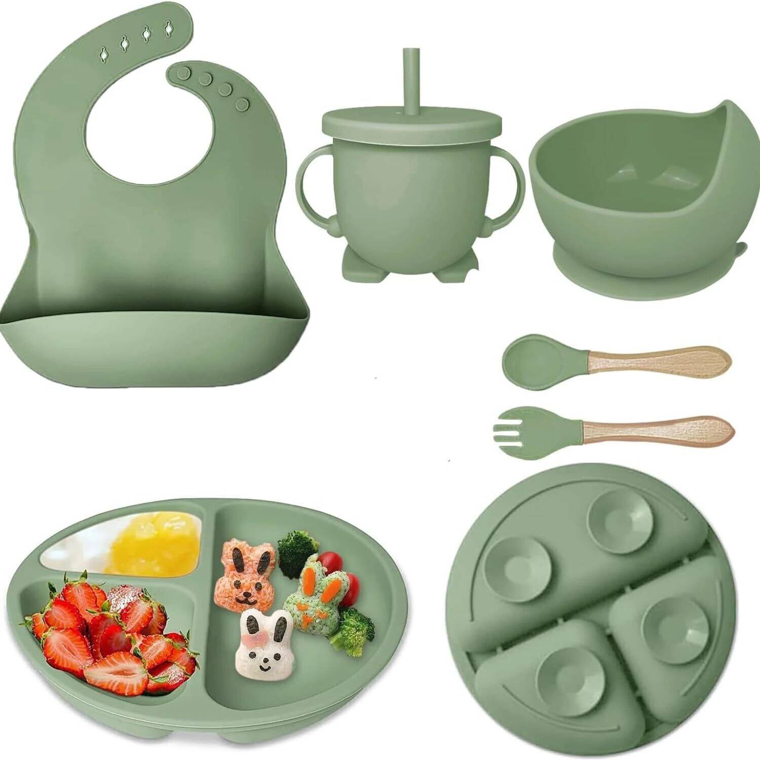BIYALI 6 Pcs Silicone Baby Feeding Set, BPA-Free & Microwave Safe, For Babies&Toddlers  - Silicone