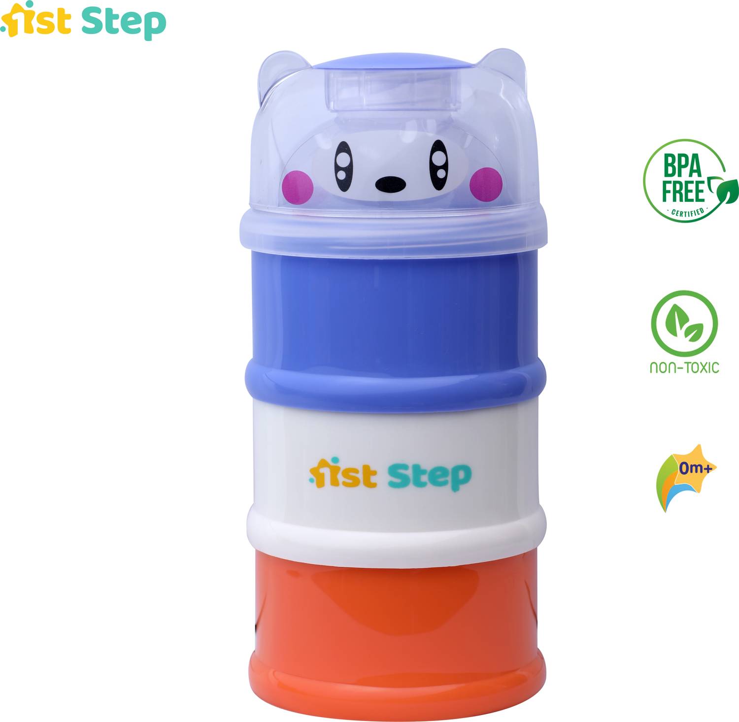 1st Step BPA Free 3 Tier Multi-Purpose Milk Powder And Food Storage Container- Purple White And Green - Polypropylene