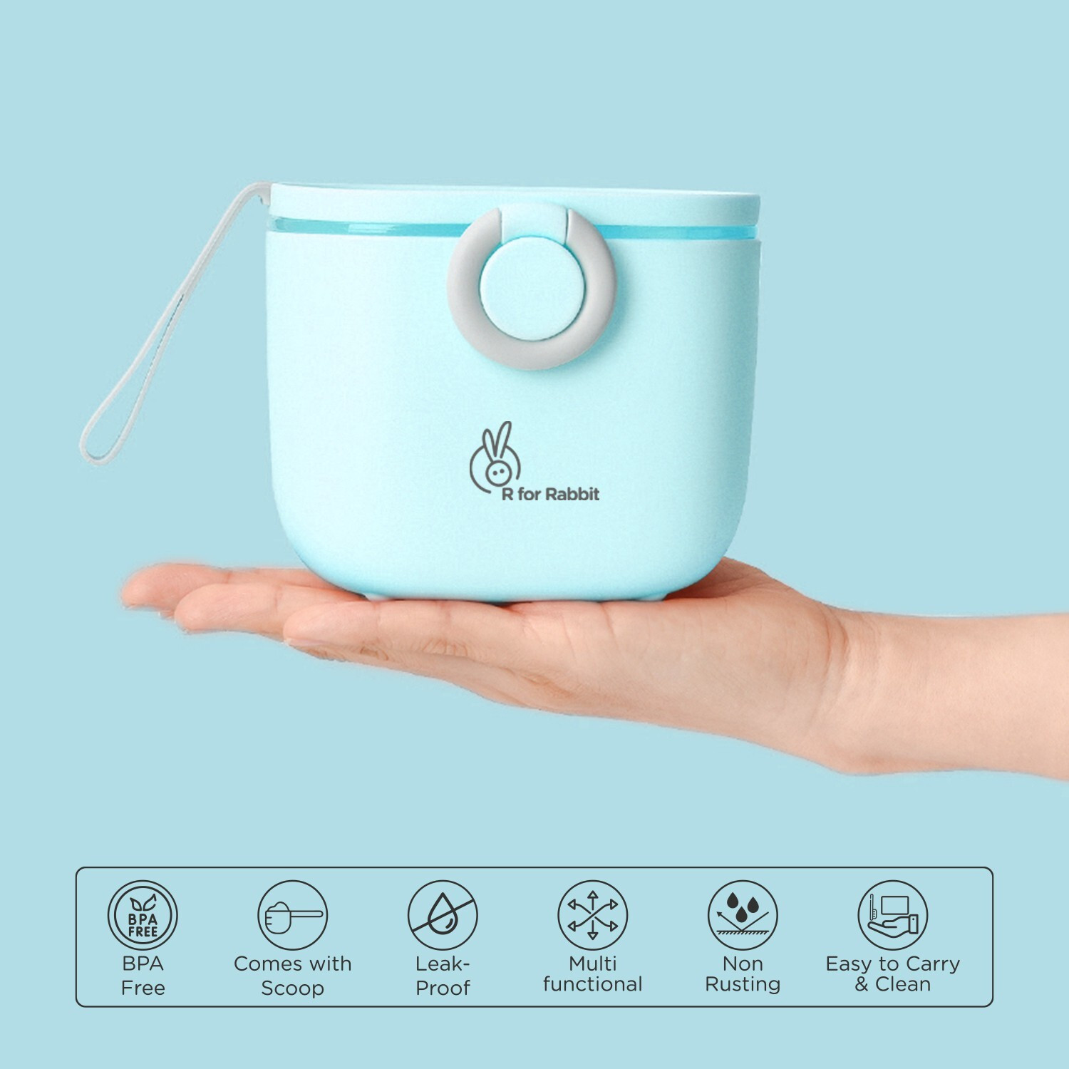 Image of R for Rabbit First Feed Box for Baby, Multi-Functional Kids Milk Powder & Meal Box - BPA Free PP