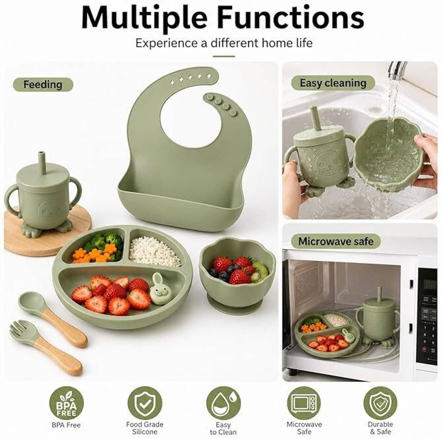 BKJPS 6 Pcs Silicone Baby Feeding Set - Image 3