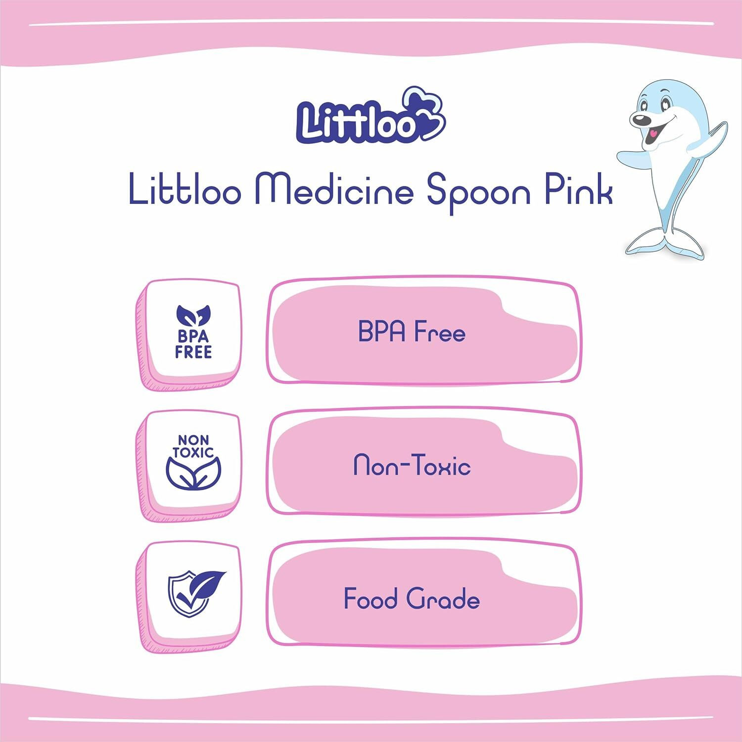 Image of Littloo Baby Medicine Spoon (Pink)(Pack of 2)| Safe, Simple & Accurate Dosing Every Time - Silicone