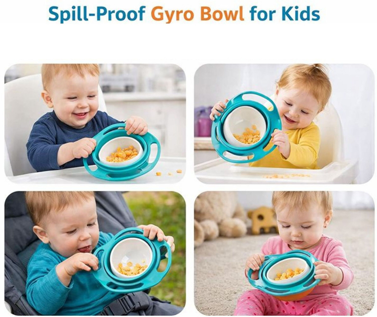 Image of See Inside 360 Rotating Gyro Feeding Bowl for Kids | No Spill Snack Bowl - Food Grade Plastic
