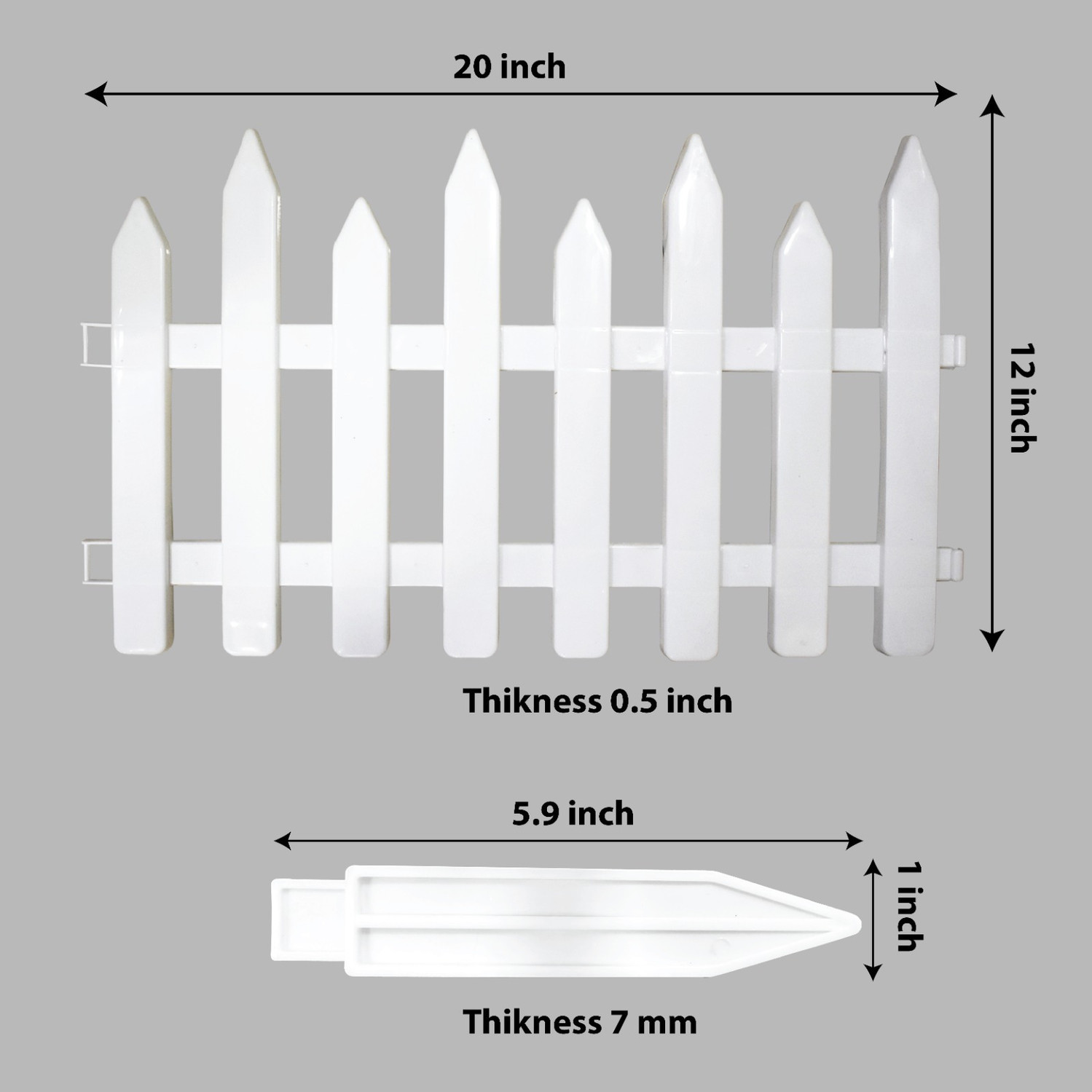 Image of Blooming Enterprises Attractive White Garden Fencing Railing 50 X 25cm Pack of 4 0.508 m Fence Picket (White)