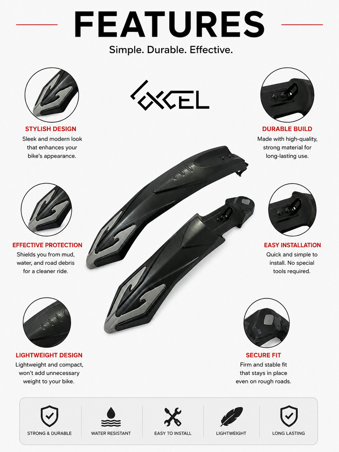 Image of Excel Dexter Model Grey M /B Full Length Front & Rear Fender