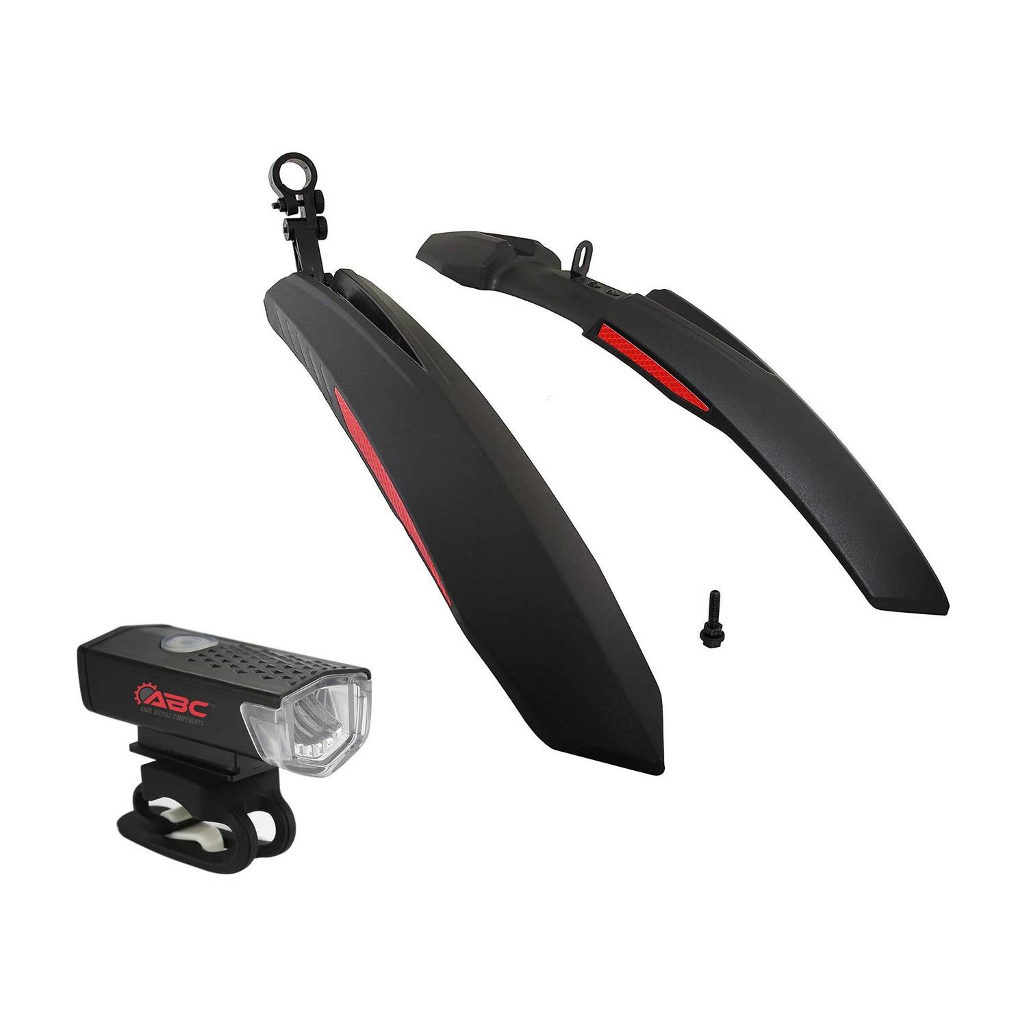 BYKING Front& Rear Mudguard with Reflective Tape and Iron Fitting With Cycle Light Full Length Front & Rear Fender