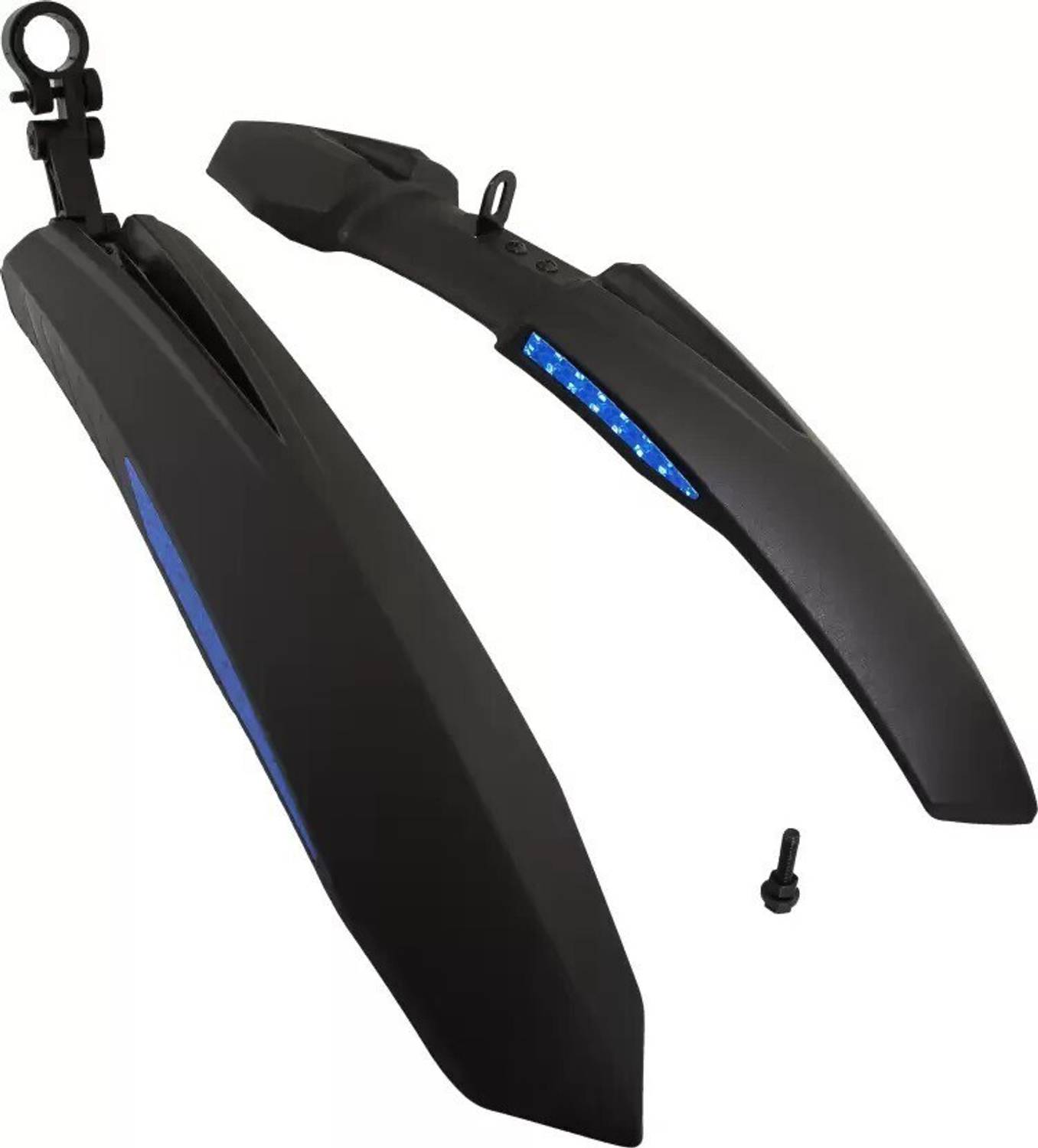 BYKING Front & Rear Mudguard with Reflective Tape and Iron Fitting,Color Blue Black Full Length Front & Rear Fender