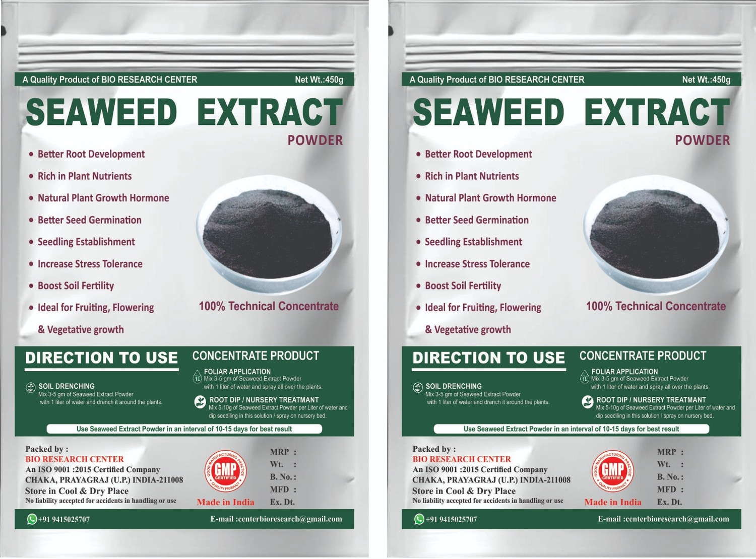 Image of Bio Research Center Seaweed Extract Powder | 100% Pure Organic Fertilizer for Strong Roots Organic Fertilizer