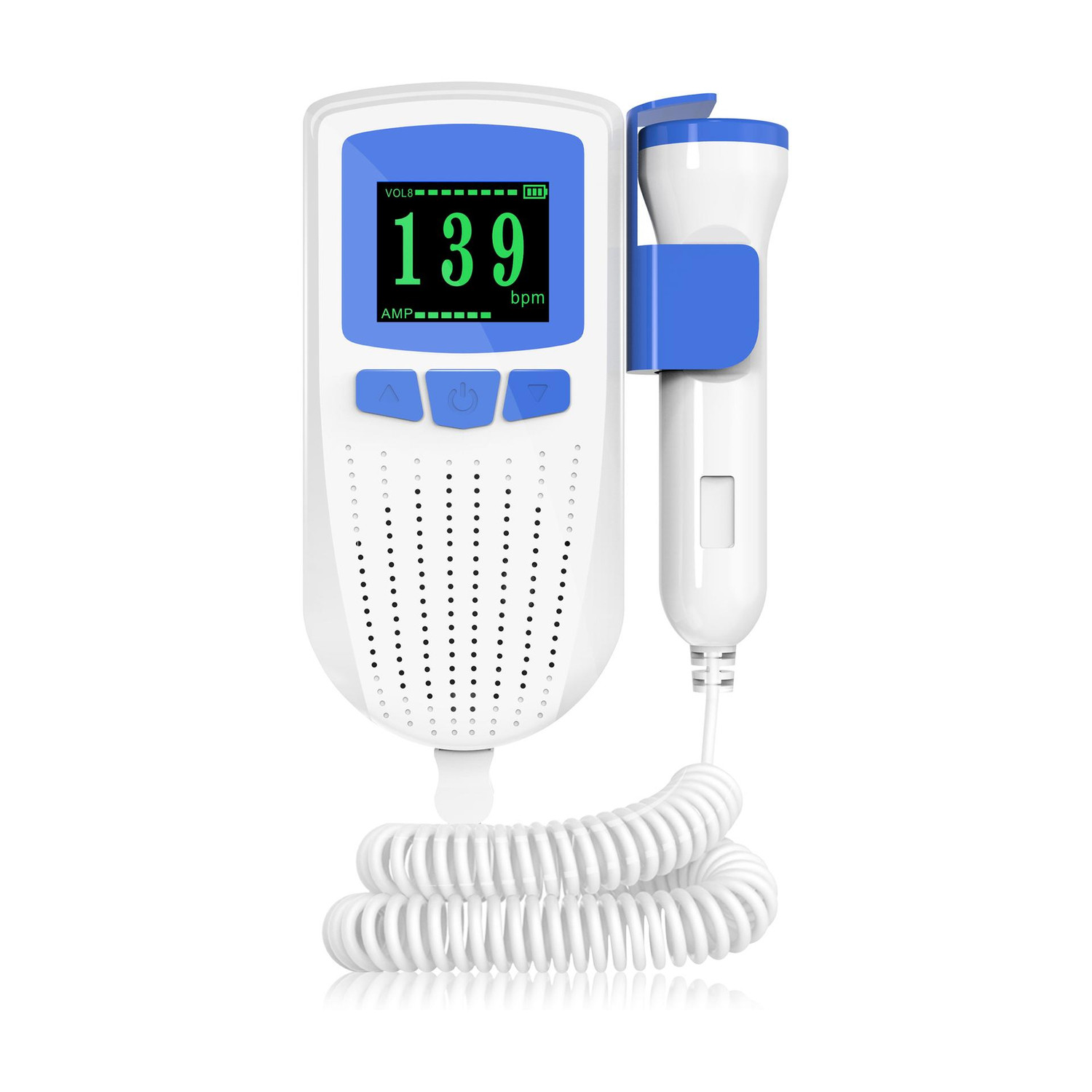 Image of K-life Model FD-101 Professional Portable Parental Baby Heartrate Detection Monitor Heart Beat Sound Monitoring Machine with In-built Speaker & USB Cable White Fetal Doppler