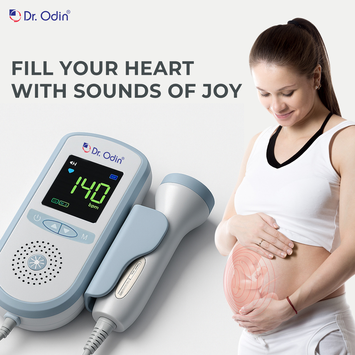 Image of Dr. Odin OFD103 Professional Portable Baby Heart beat Sound Monitor White, Blue Fetal Doppler