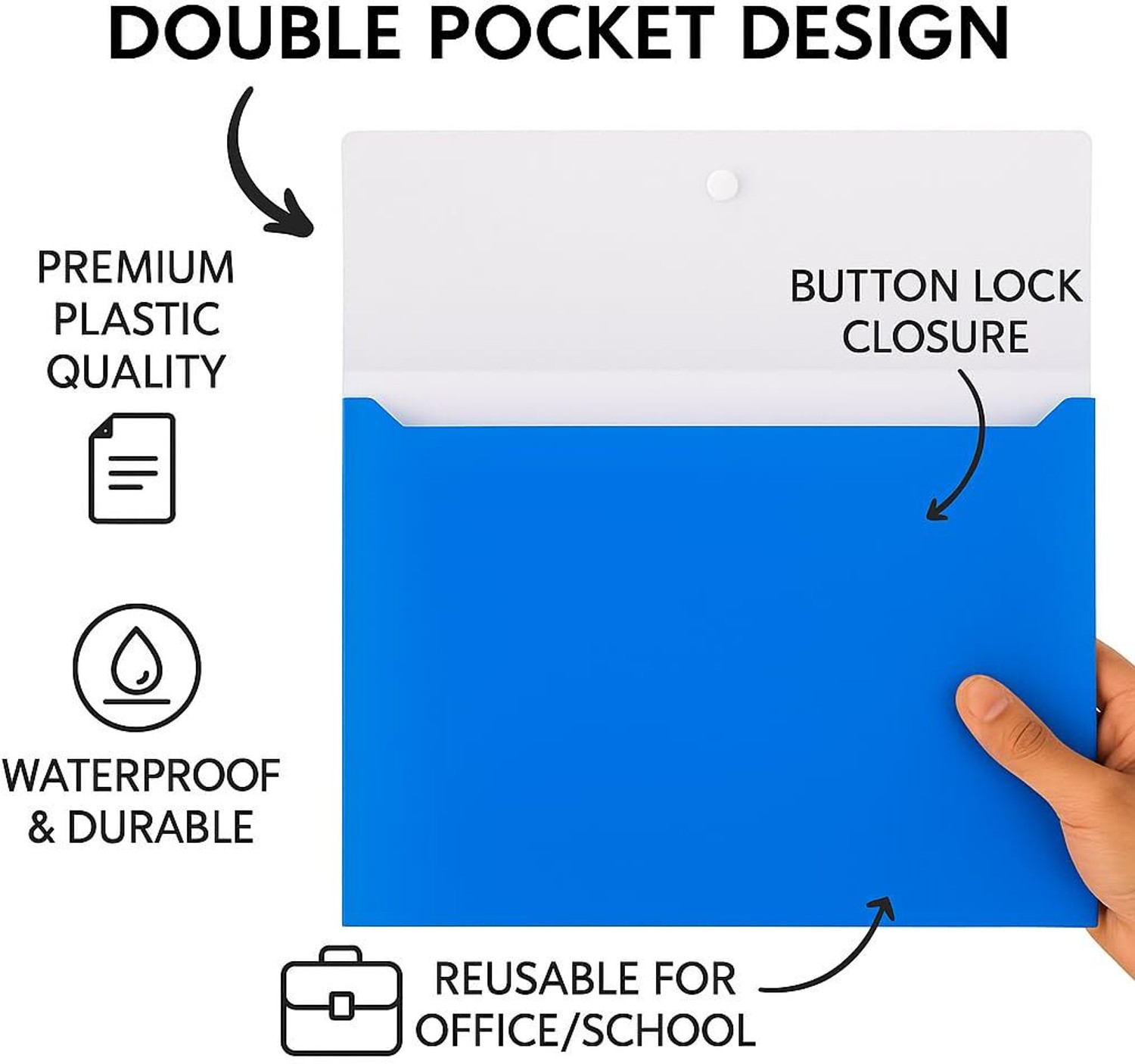 Image of Neel Plastic Button Bag, Gazette, Back Pocket-Safety Flap, Front Name Card Pocket, Machine