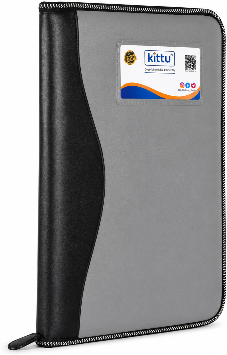 Image of kittu Pu leather A4 Double color File Folder with ID Card Pocket | A4 Certificate & Document Organizer | Office Portfolio for Professionals