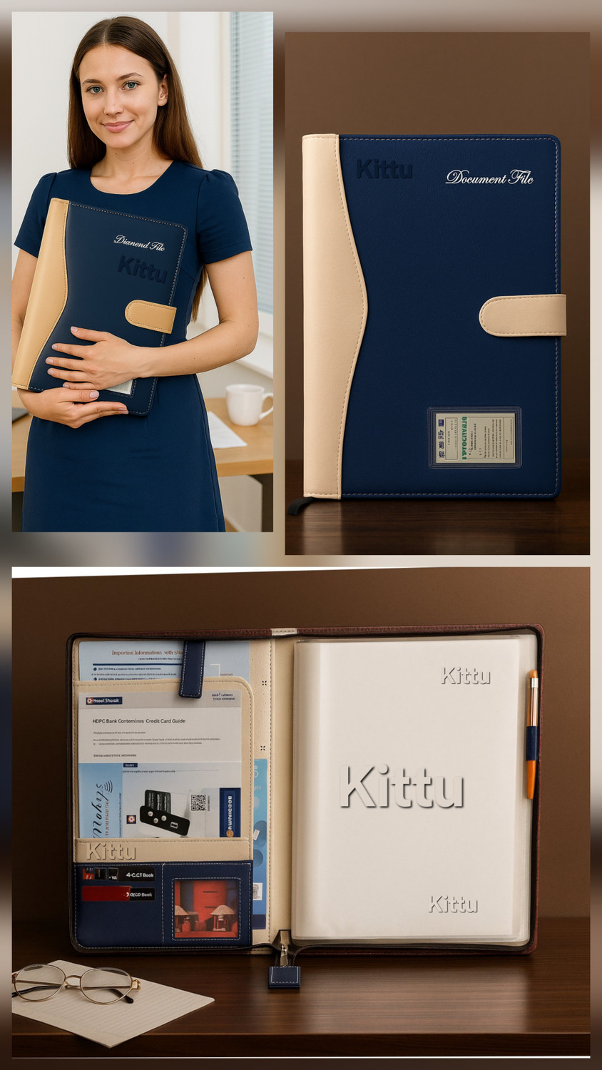 Image of kittu PU Leather Exclusive Document holder B4 size (bigger than A4)