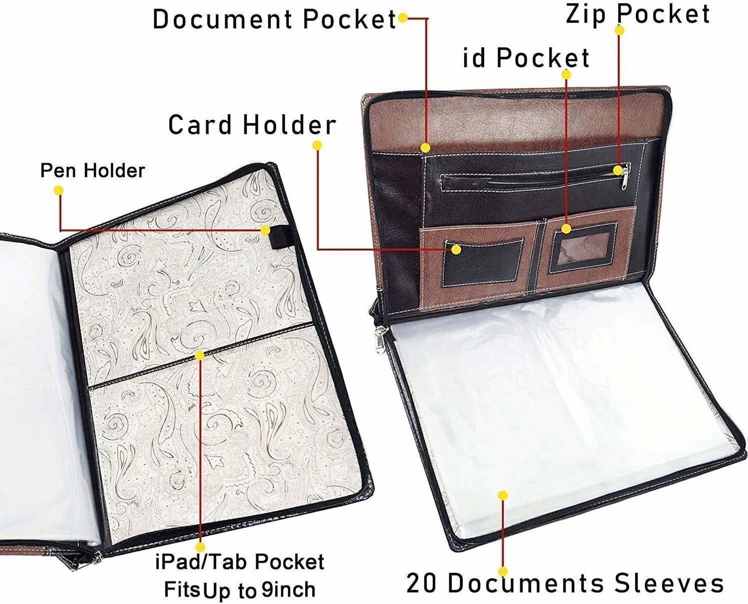 PACKWAGON PU Leather File Folder Brown Pack of 1 - Image 5