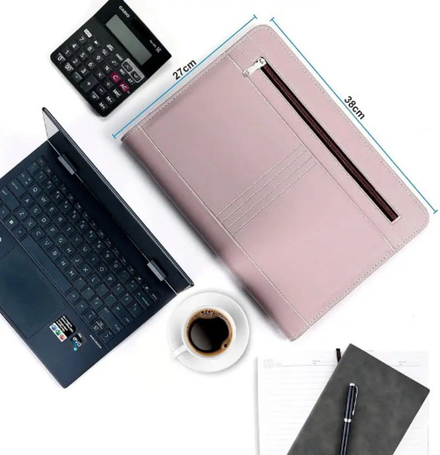 Image of HATHIYANI PU Leather Premium PU Leather 20 Sleeves File Folder for Certificate, A4, Legal Size Professional Documents Organizer Bag with Zipper Closure