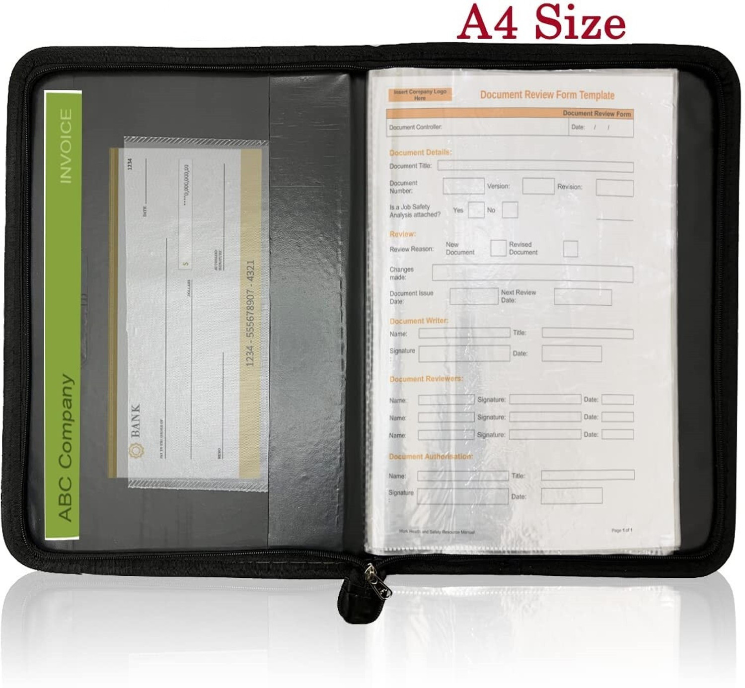 Image of Tridev Enterprises PU Leather 20 Leaf File Folder, Interview Portfolio Professional Zipped Folder Document File
