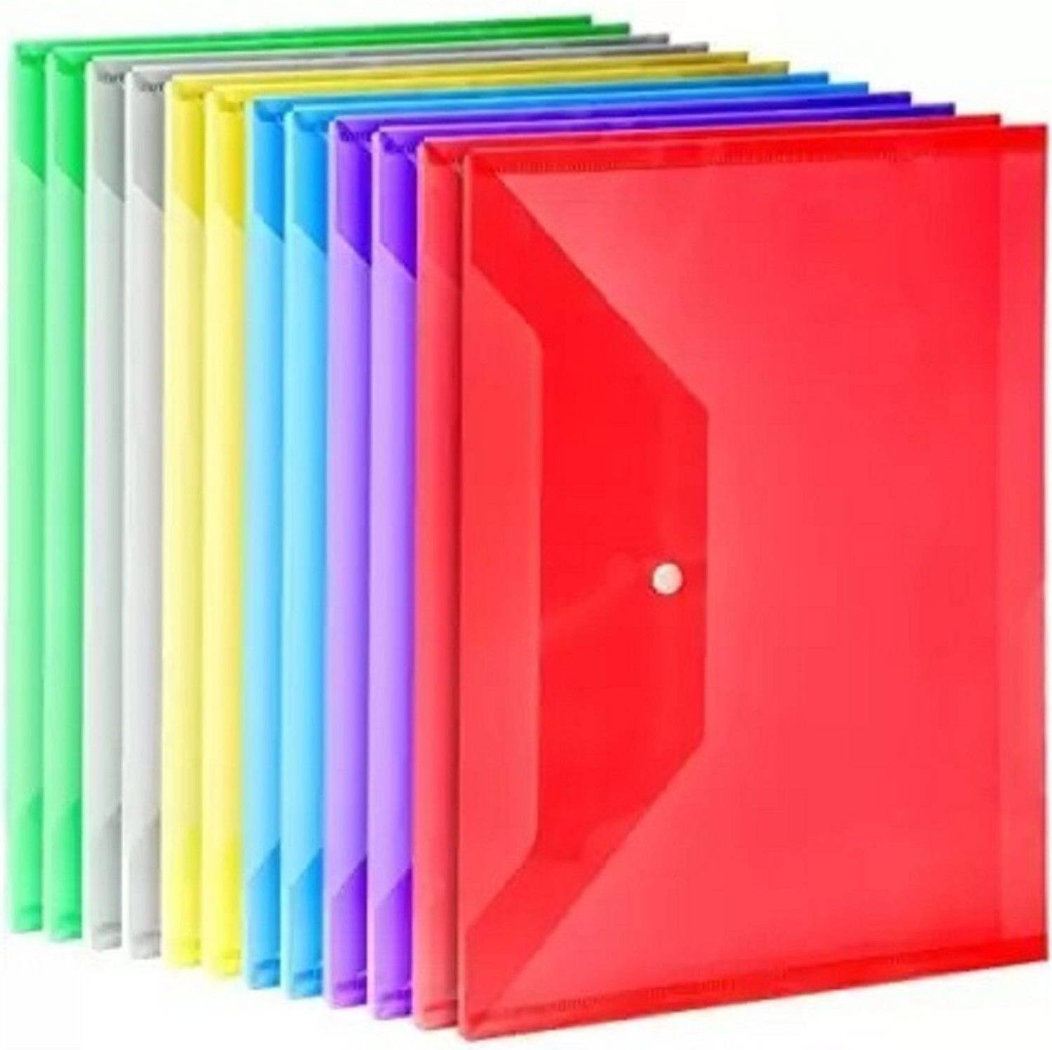 CAMPIO Plastic Envelope Folder, Transparent Poly-Plastic A4 Documents File Storage Bag with Snap Button Certificate File Holder Document Folder for Certificates