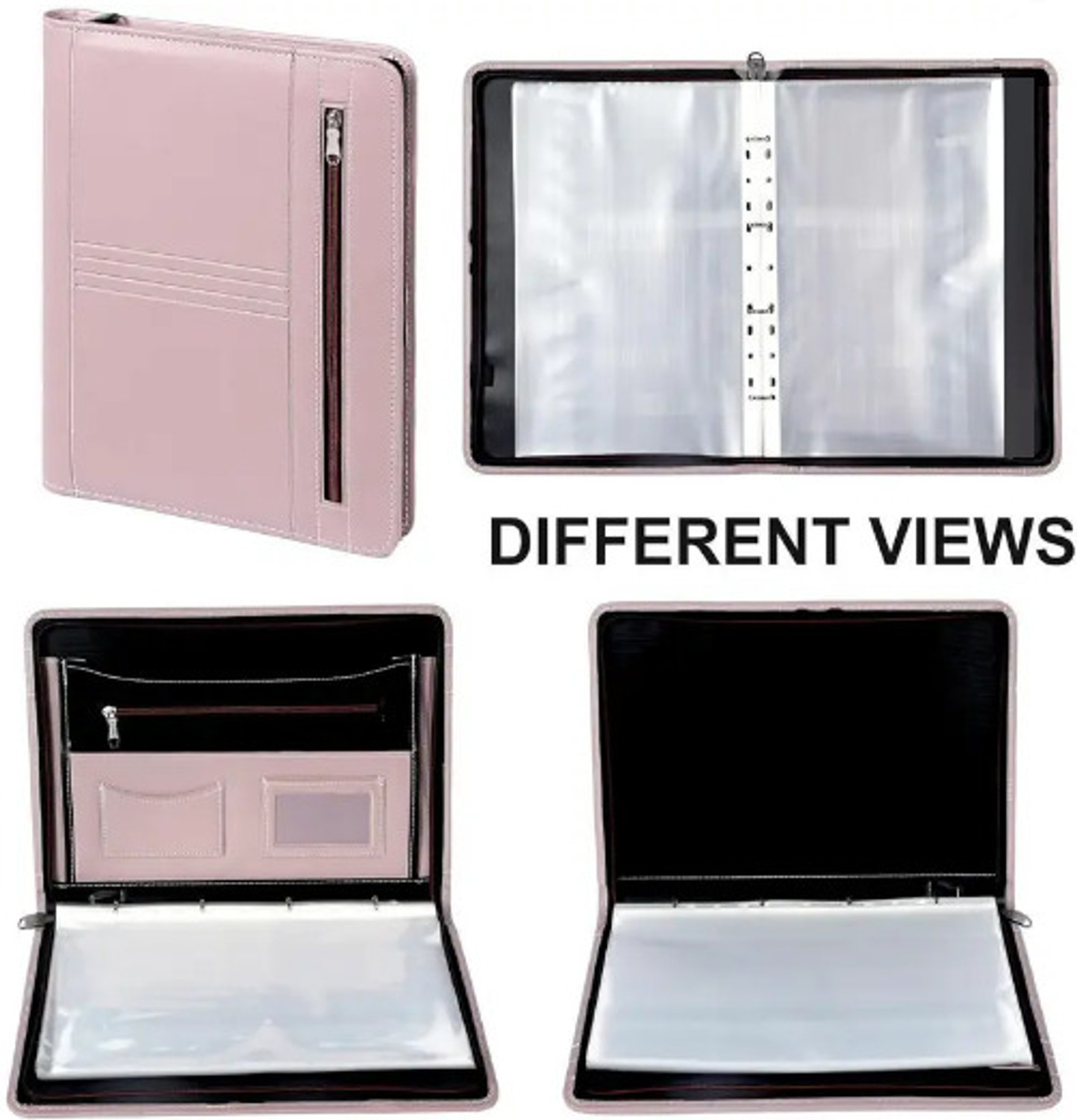 Image of HATHIYANI PU Leather Premium PU Leather 20 Sleeves File Folder for Certificate, A4, Legal Size Professional Documents Organizer Bag with Zipper Closure