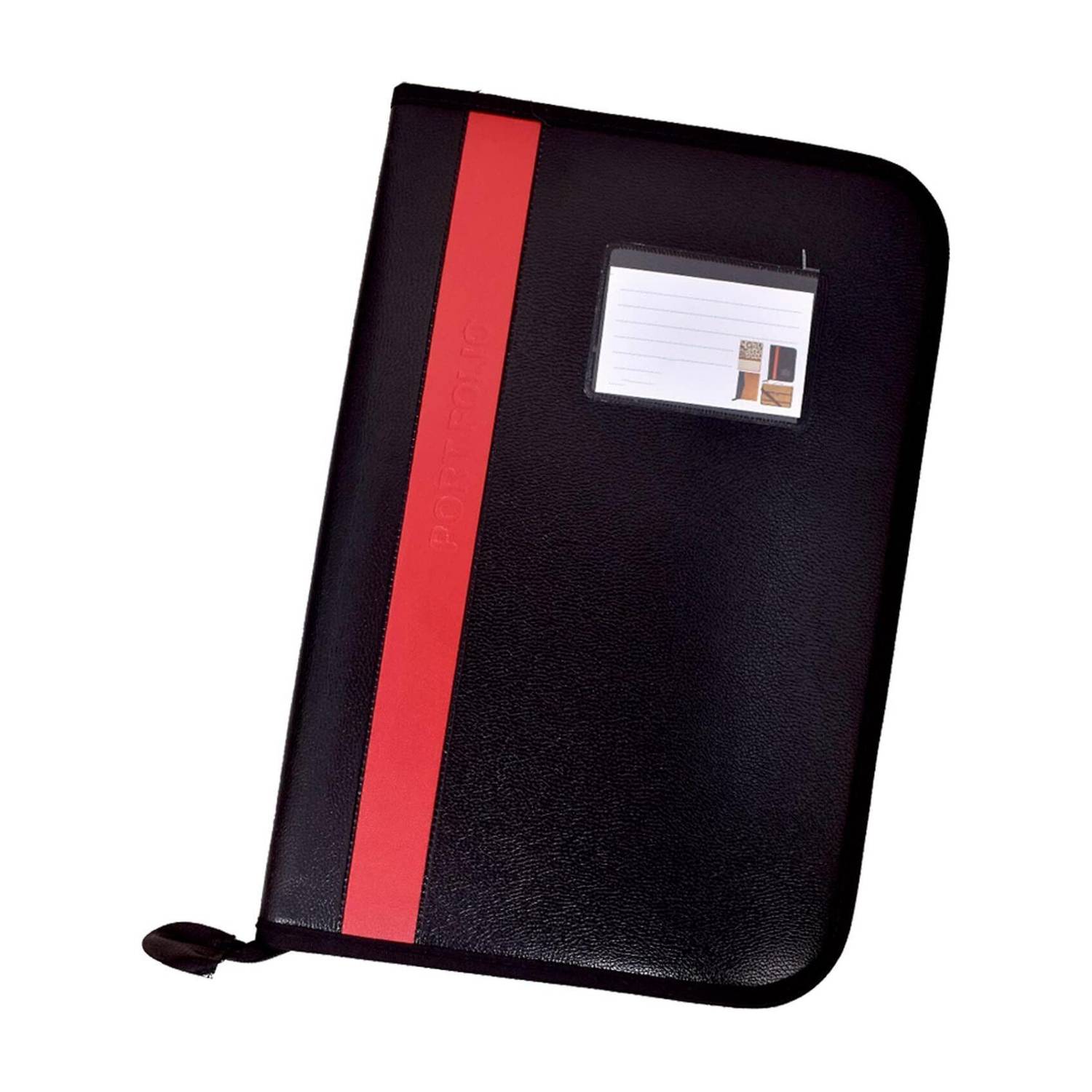 CAMPIO PU Leather 20-Leaf File Folder Plain Strip Interview Portfolio Professional Files Zipped Folder