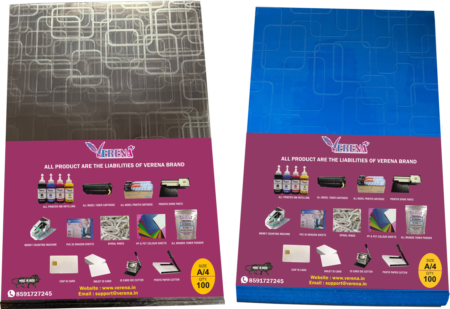 Image of verena Combo Pack for A /4 Spiral Sheet With Design (2 packet) & Ring 3 Packet (8,10,12) Manual Ring Binder