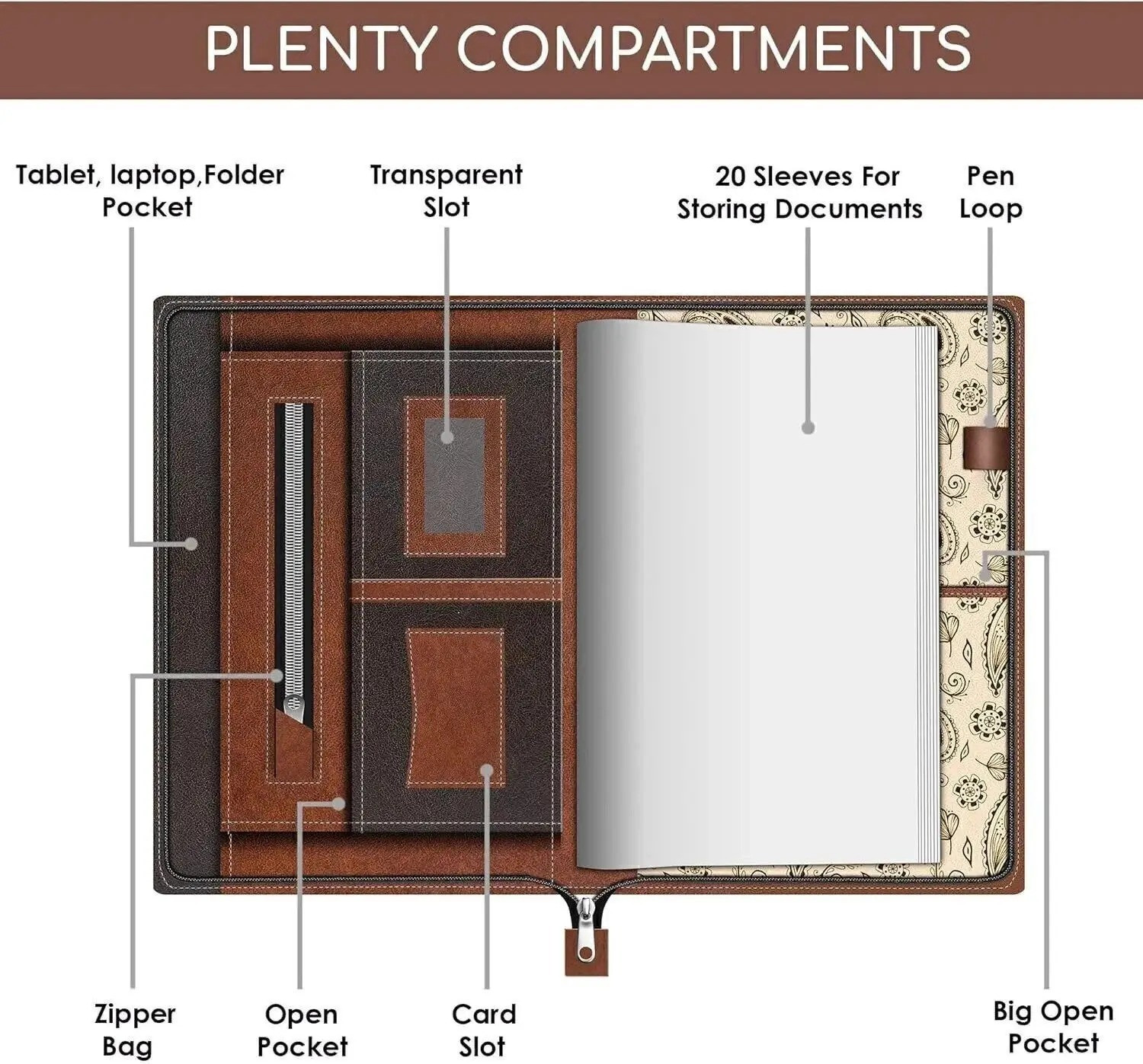 Image of Neel Leather Leather Document File Folder Certificates,Holder Pu Leatherette Material Profes