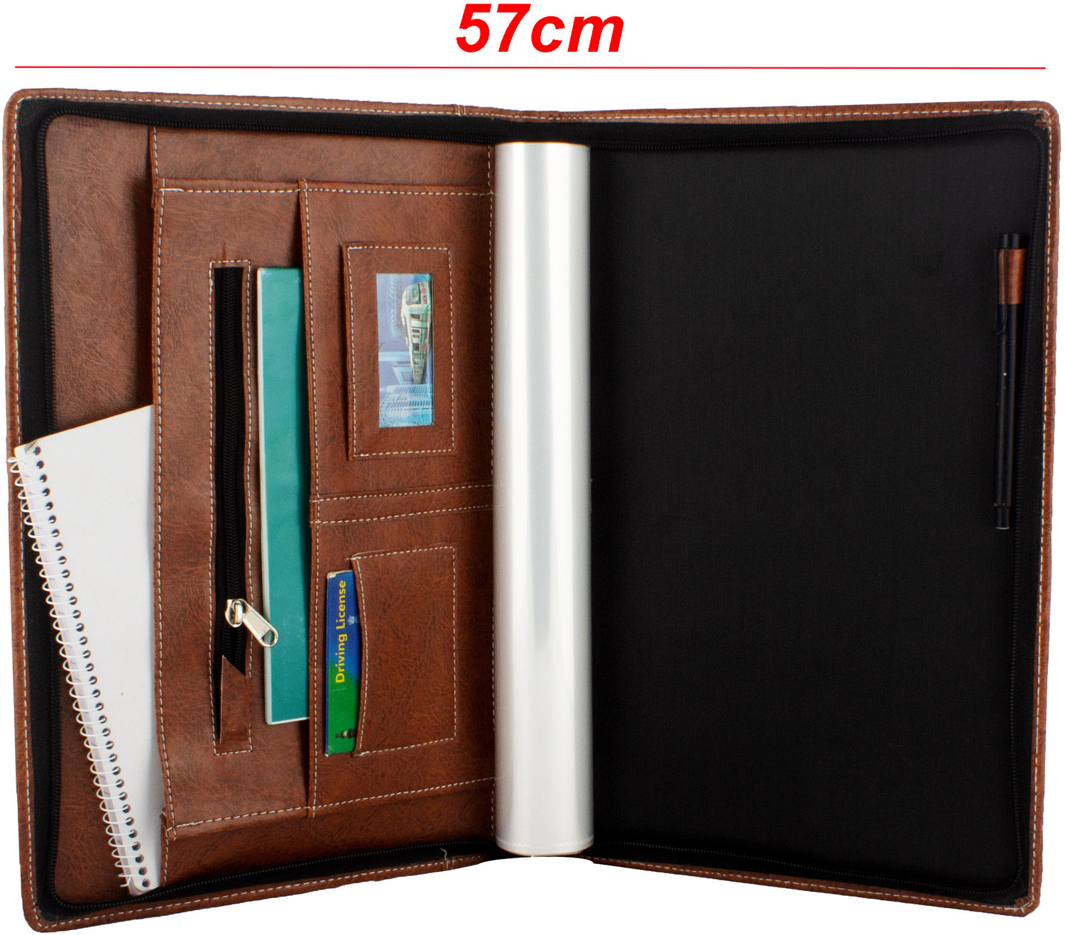 Image of ASRAW PU Leather Professional Multipurpose B4 Size Deluxe Zipper Document Organizer 20 Leafs File Folder for Certificates, Marksheets, Degrees, Interview Portfolio, Important Documents