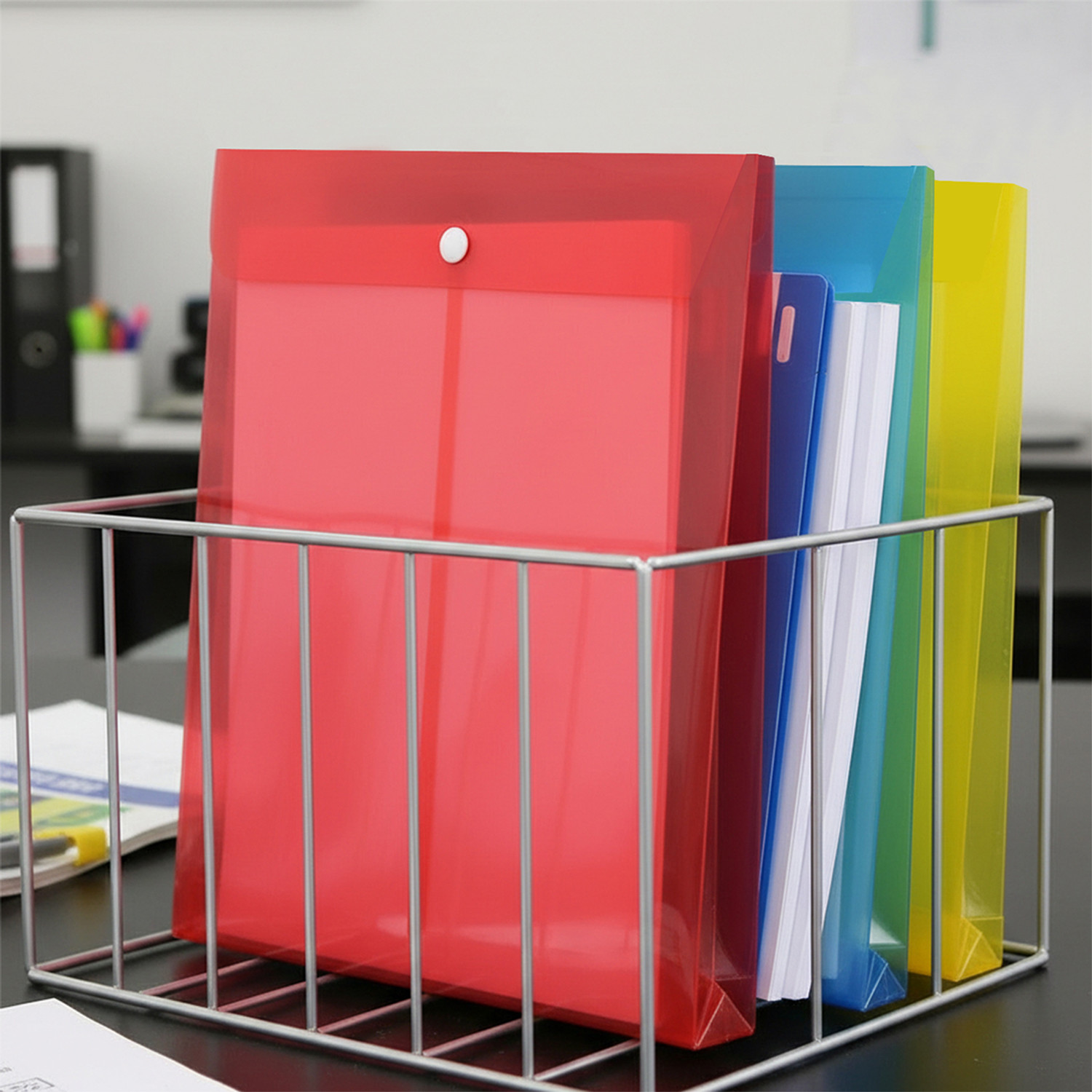 Image of Shuban Plastic Transparent Document Storage Organizer File A4 Plastic Document Envelope Folder with Snap Button | Waterproof File Organizer