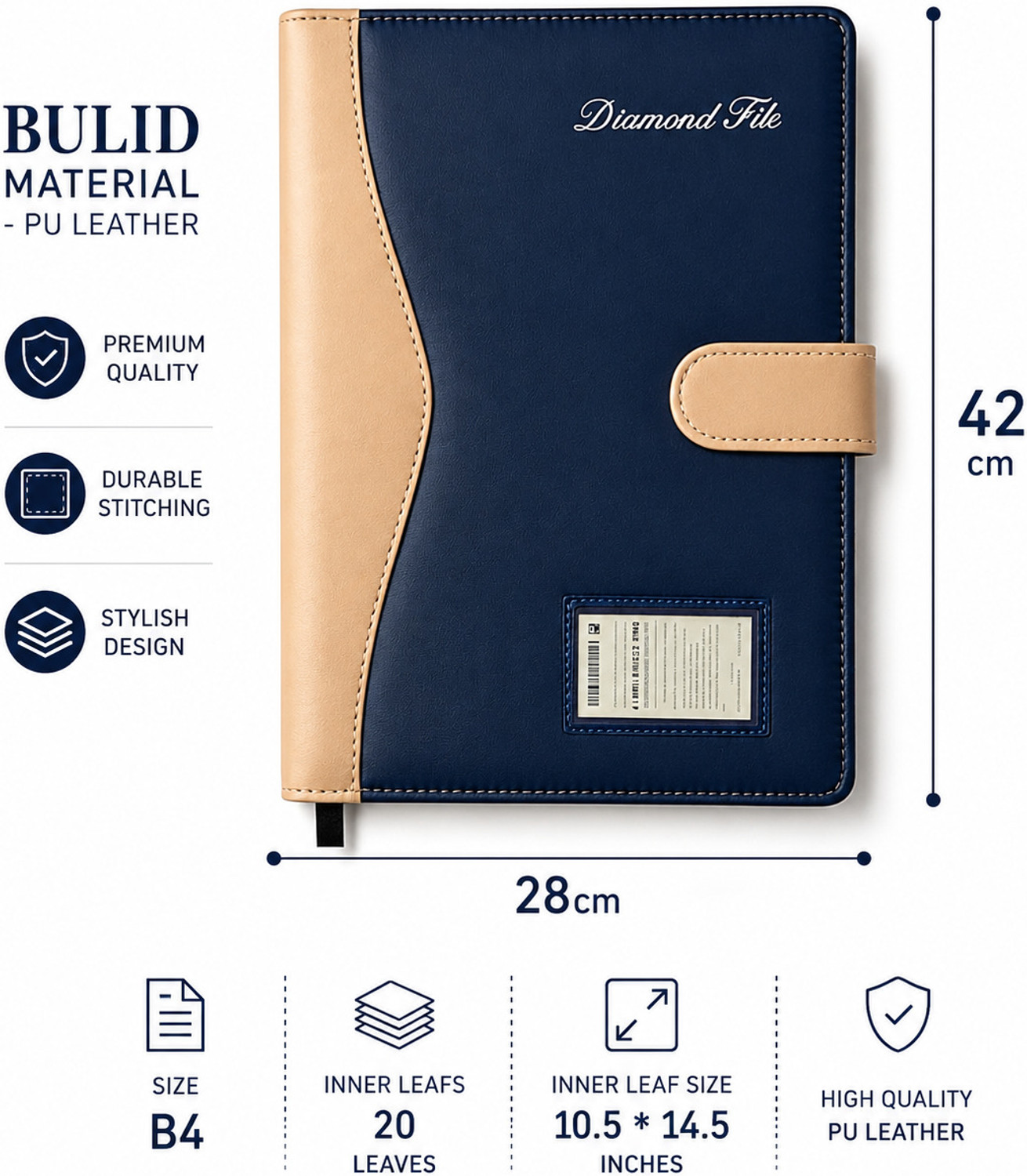 Image of kittu PU Leather Exclusive Document holder B4 size (bigger than A4)
