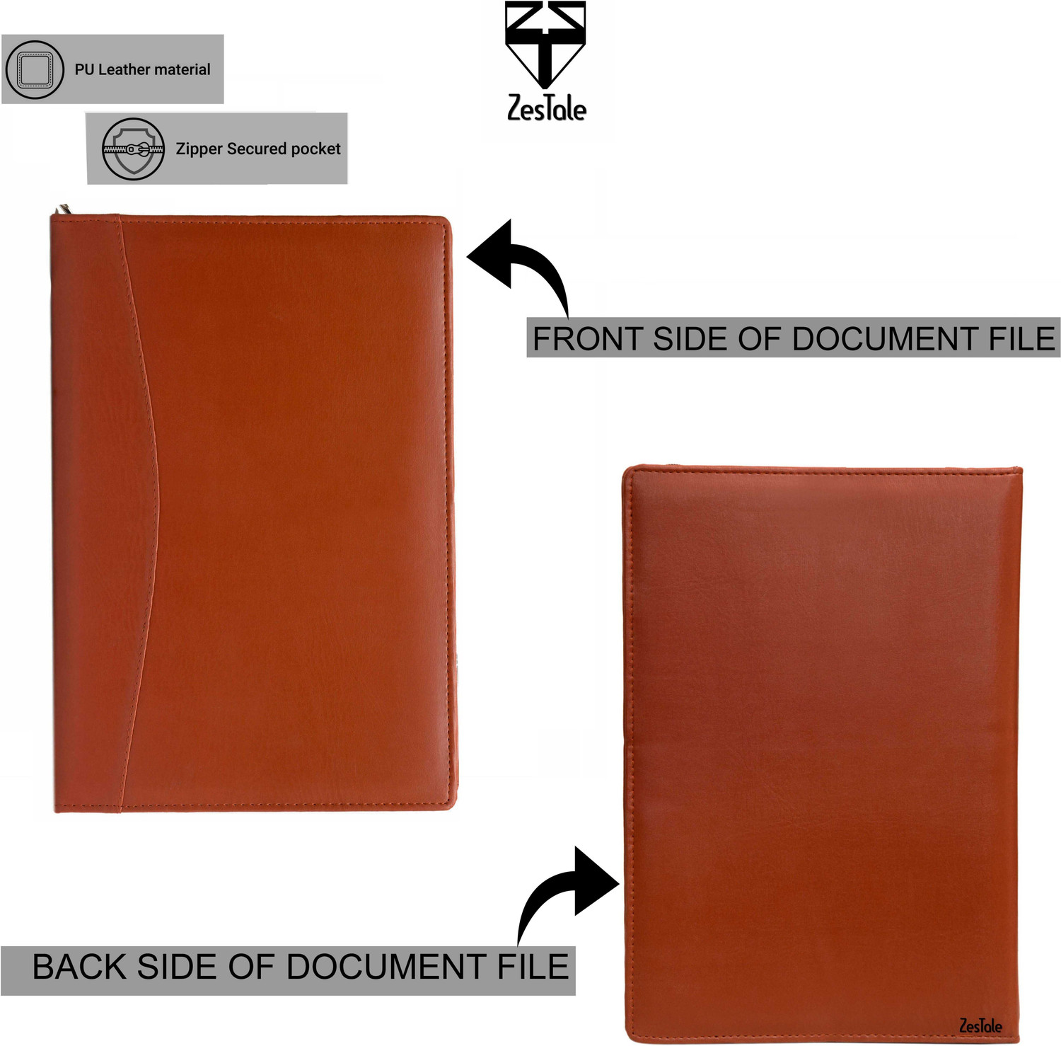 Image of ZesTale Professional leatherette 4 Ring Document File Folder / Certificate Folder /Document Holder(With 40 Leaves)