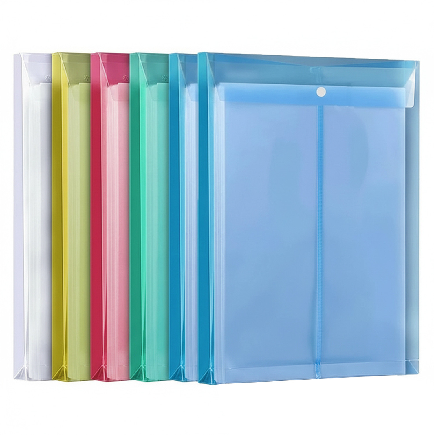 Image of Shuban Plastic Transparent Document Storage Organizer File A4 Plastic Document Envelope Folder with Snap Button | Waterproof File Organizer