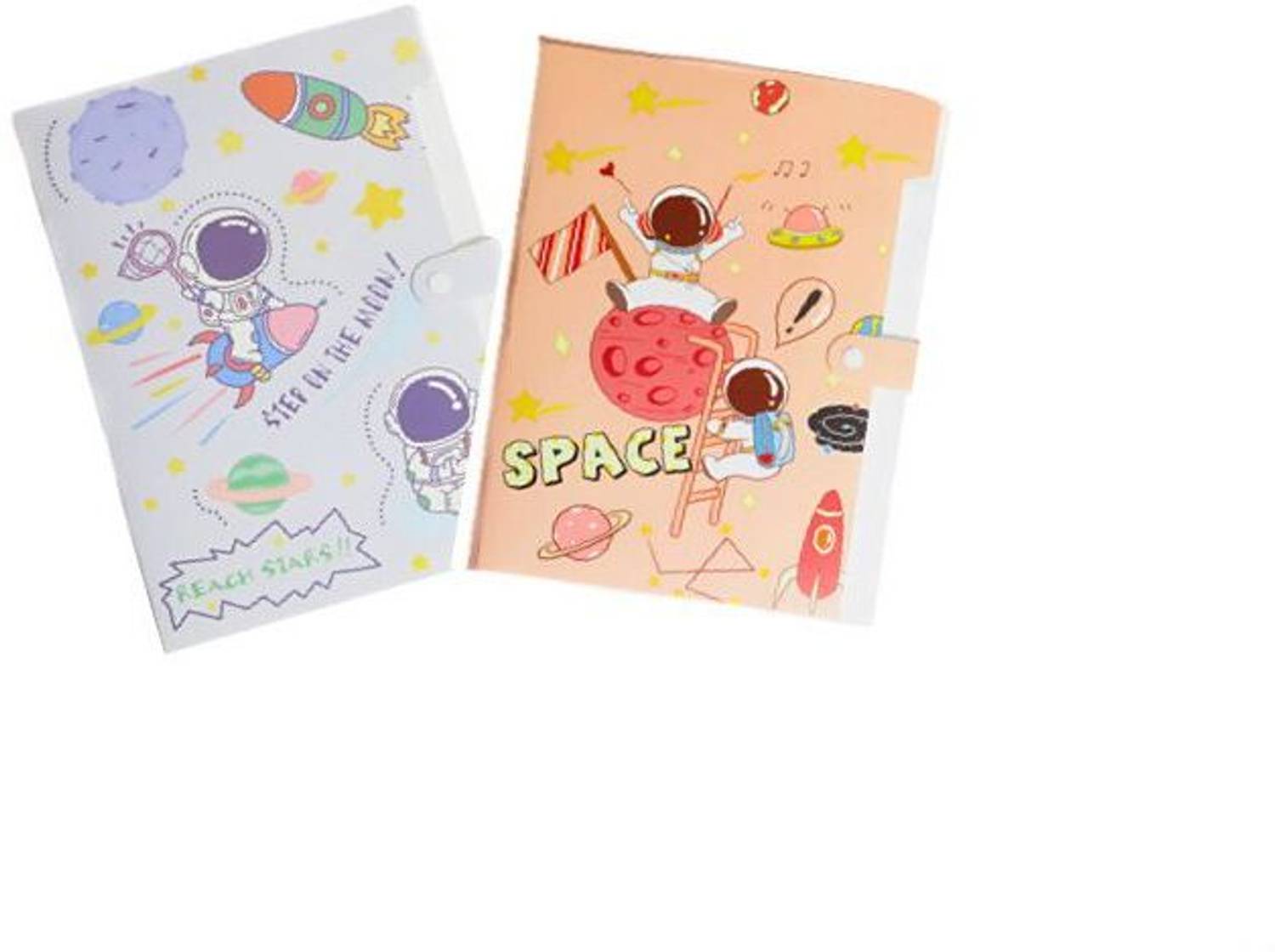Aashita enterprise Plastic Pack of 2 Folder Cartoon Space Organizer Bag Astronaut 6 Grid File Folder Student A4