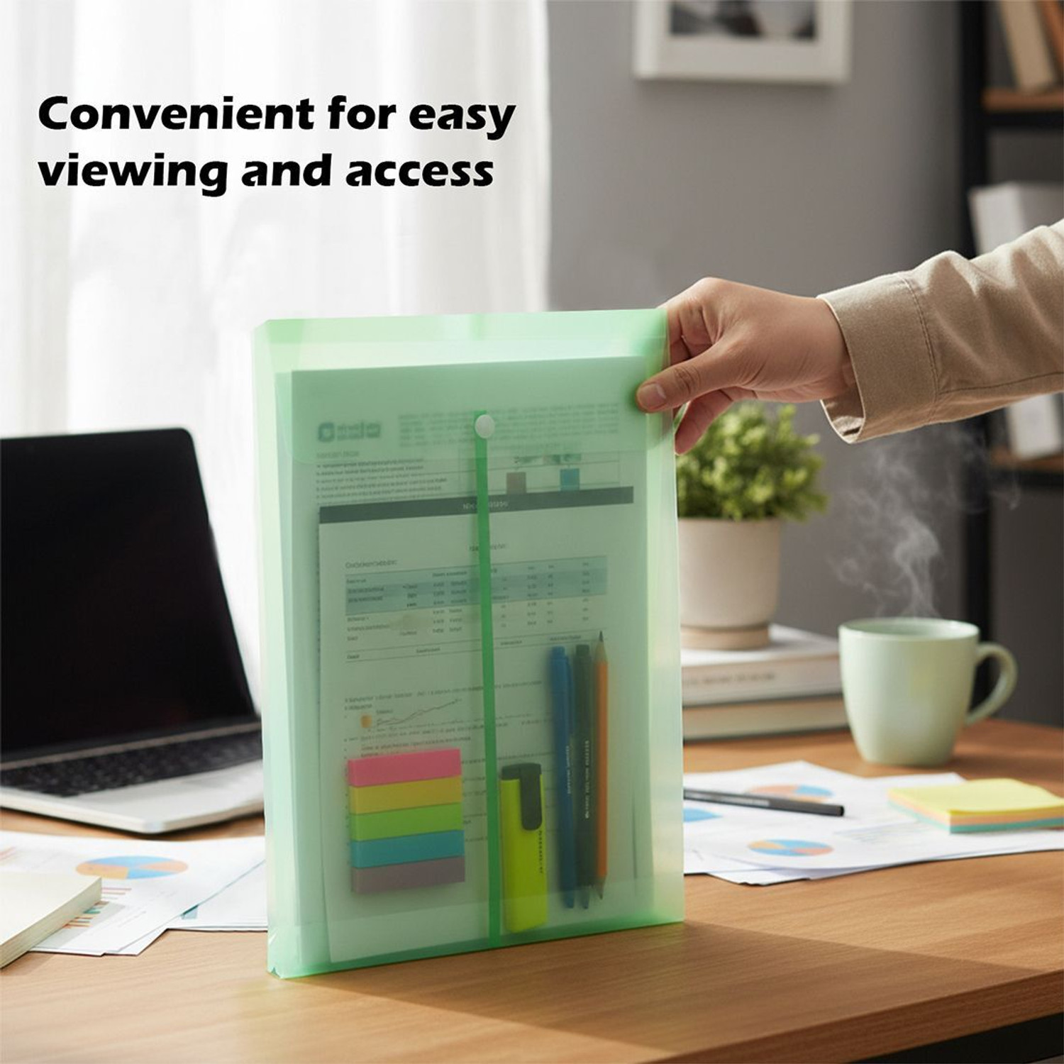 Image of Shuban Plastic Transparent Document Storage Organizer File A4 Plastic Document Envelope Folder with Snap Button | Waterproof File Organizer