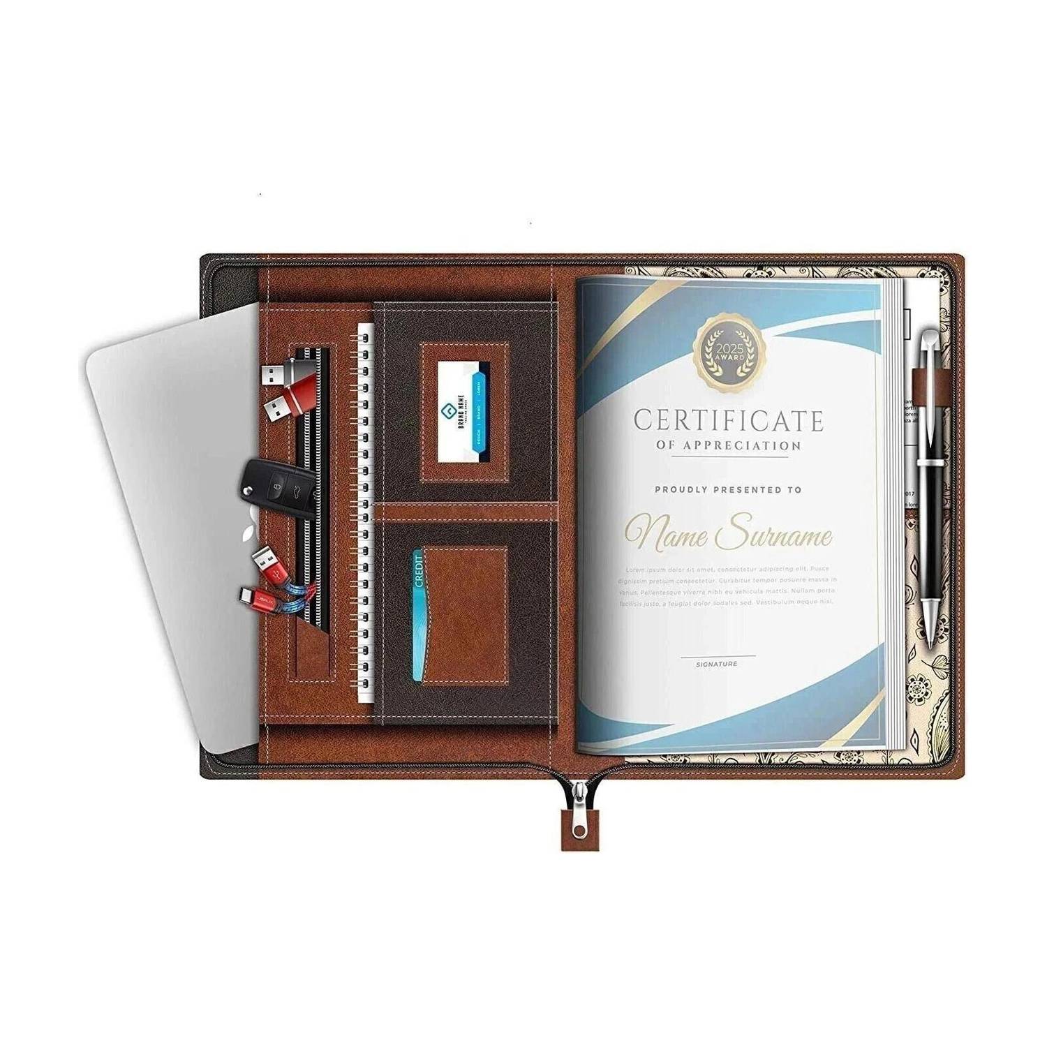 SBM Faux Leatherette Professional Certificate Holder 20 Leaves - Image 1