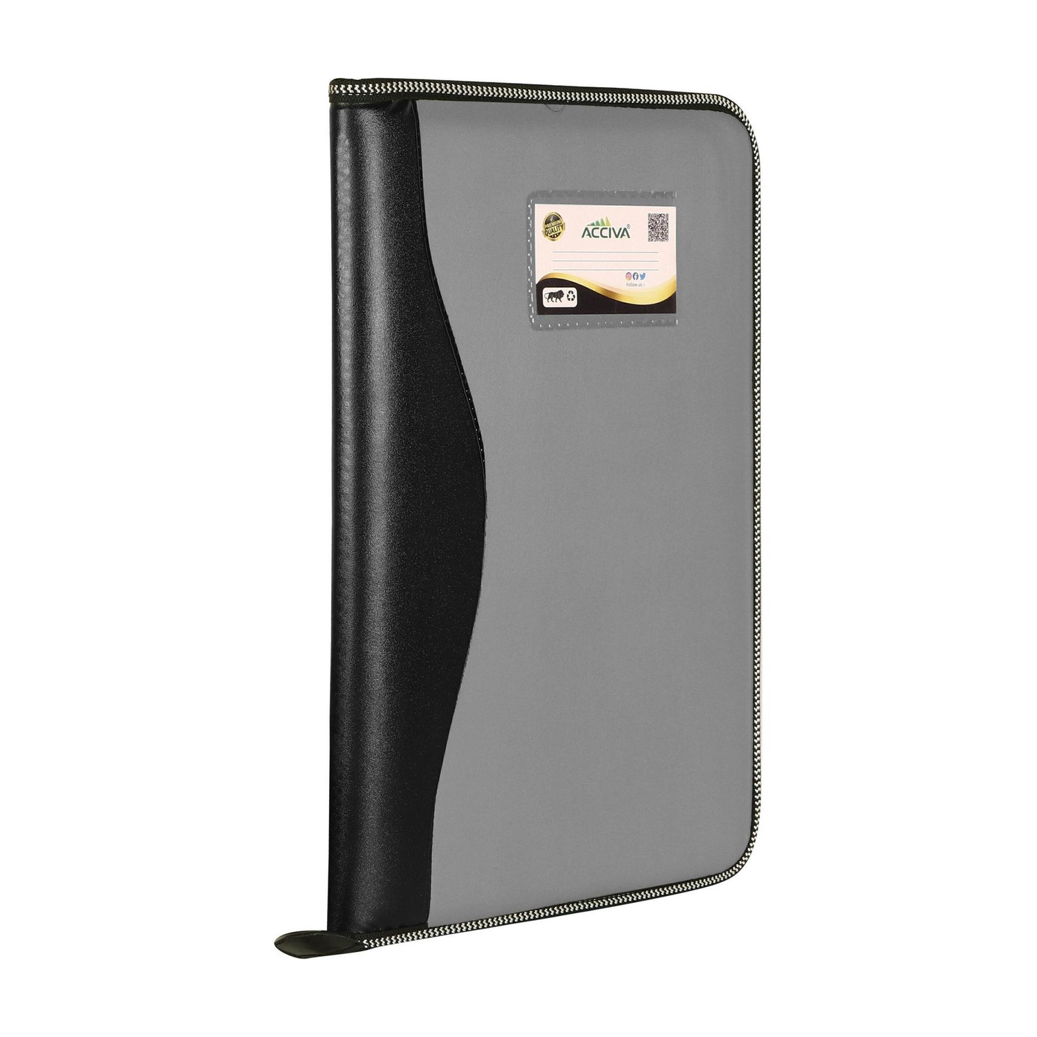 Image of ACCIVA Faux Leatherette 20 Leafs Documents File, Professional Certificate Holder with 20 Leaves | Executive Portfolio for Office (Set Of 1, Grey)