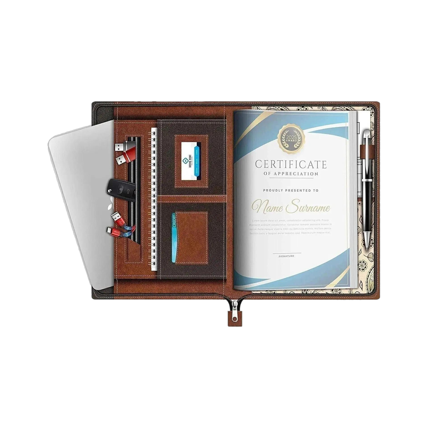 Image of Neel Leather Leather Document File Folder Certificates,Holder Pu Leatherette Material Profes