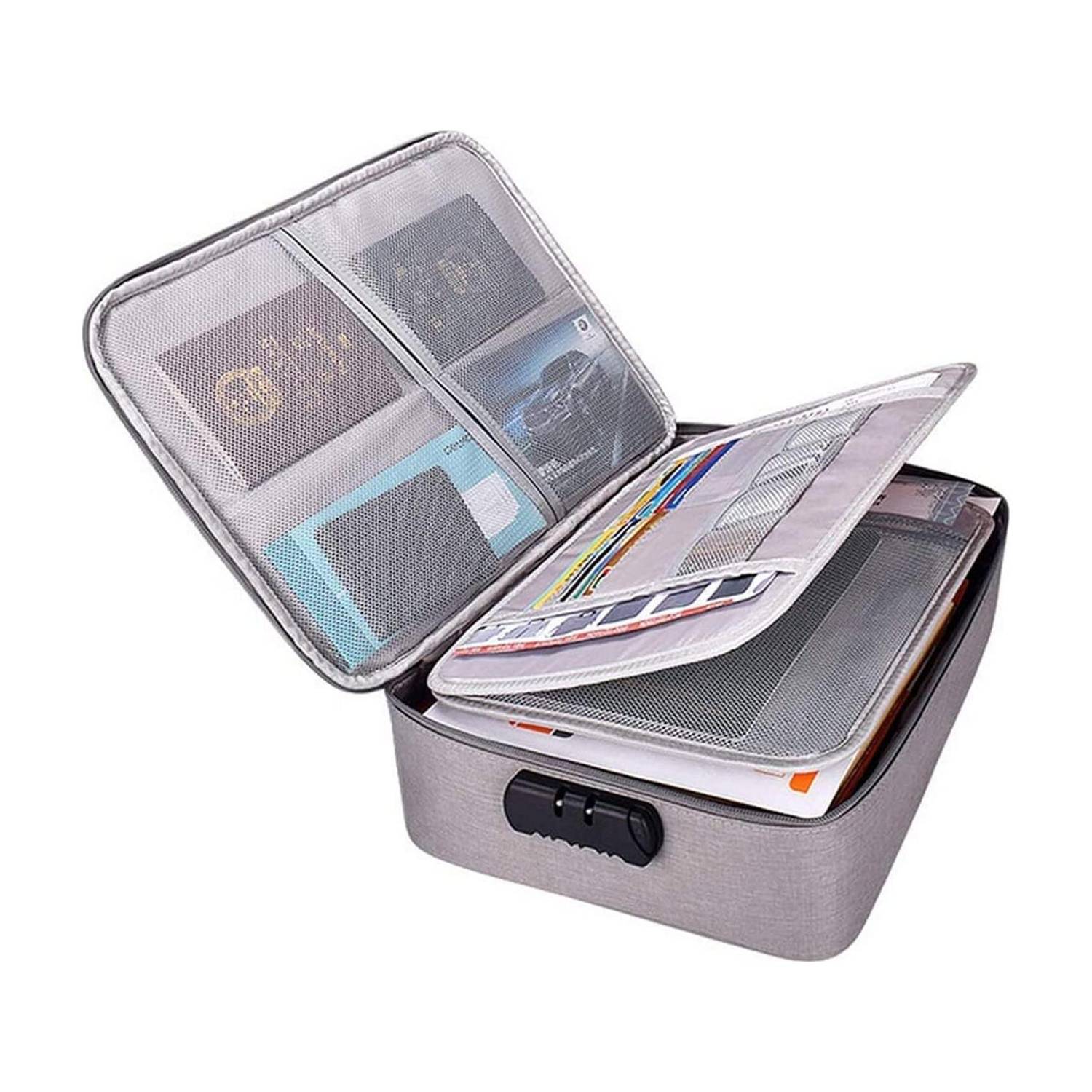Bodra enterprise Zipper Travel Document File Organizer Multiple Folder Bag with Safety Code Lock Multilayer Travel File Organiser Waterproof Document Storage Bag File Folders Bag