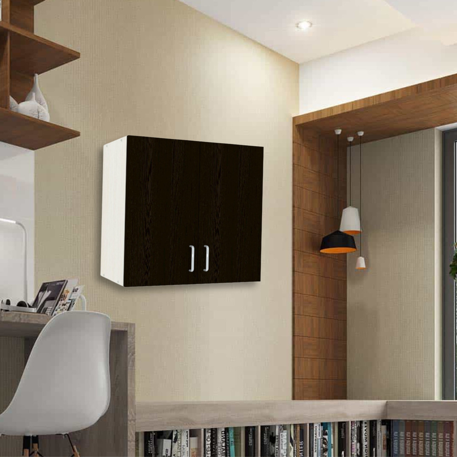 Image of SPECIALITY PANELS 2 Doors Modular Wall Cabinet with Termites Resistance Engineered Wood Hanging Filing Cabinet