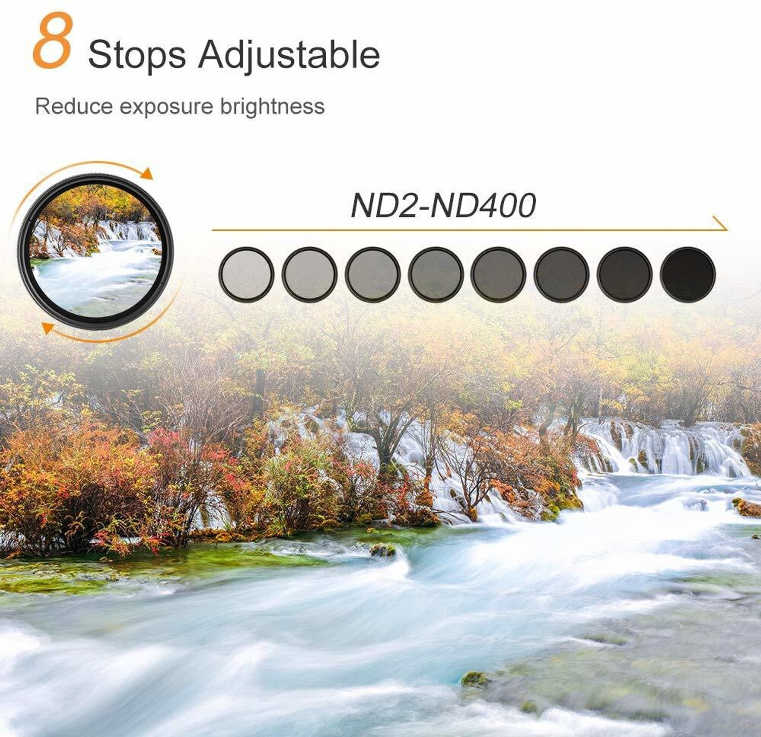 Image of K&F Concept 77mm ND Filter Variable ND Fader Neutral Density Adjustable ND Filter ND2 to ND400 Variable ND Filter