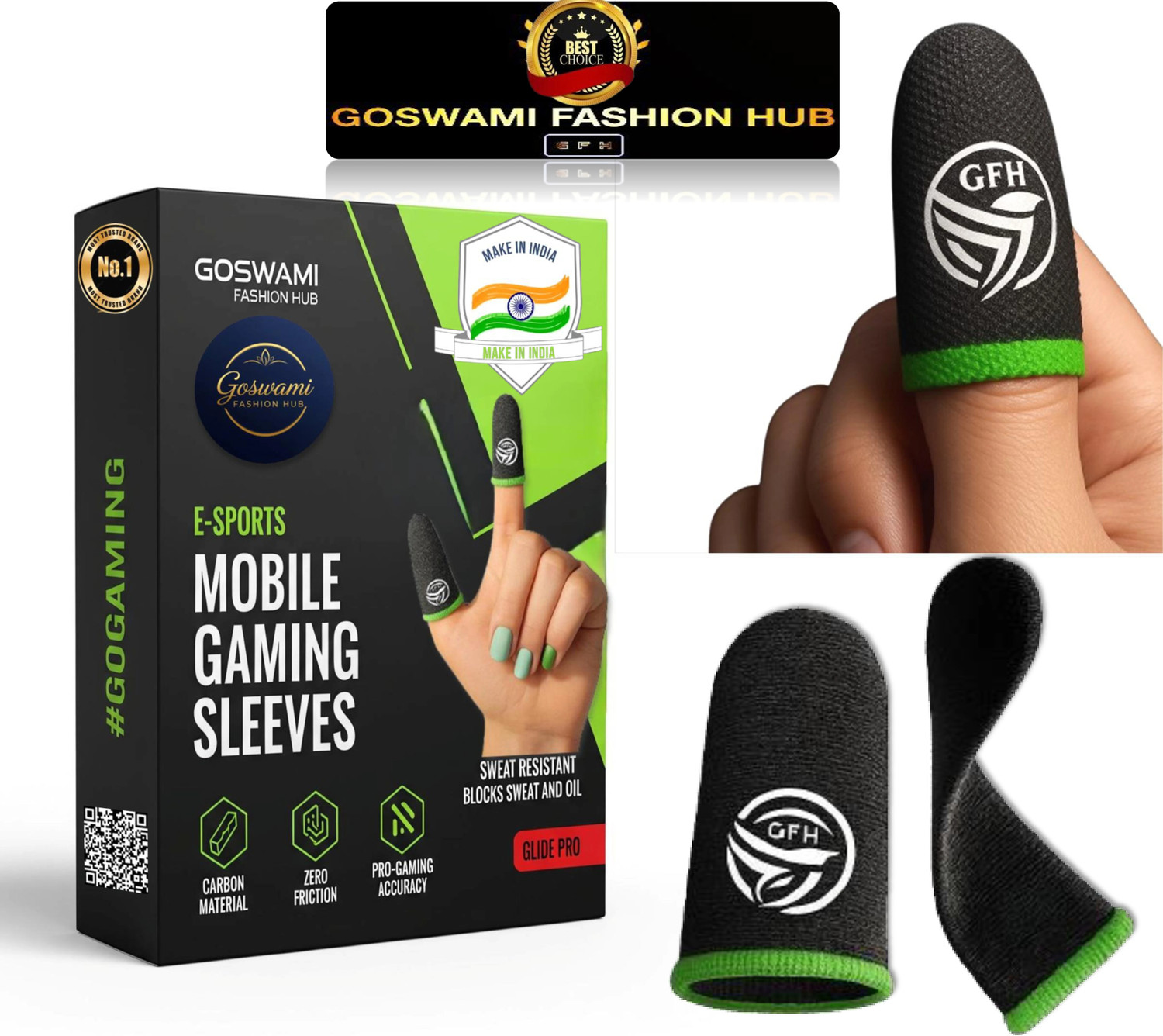 Image of GOSWAMI FASHION HUB Anti-Sweat High Sensitivity Gaming Thumb Sleeves for PUBG, BGMI, Free Fire Finger Sleeve