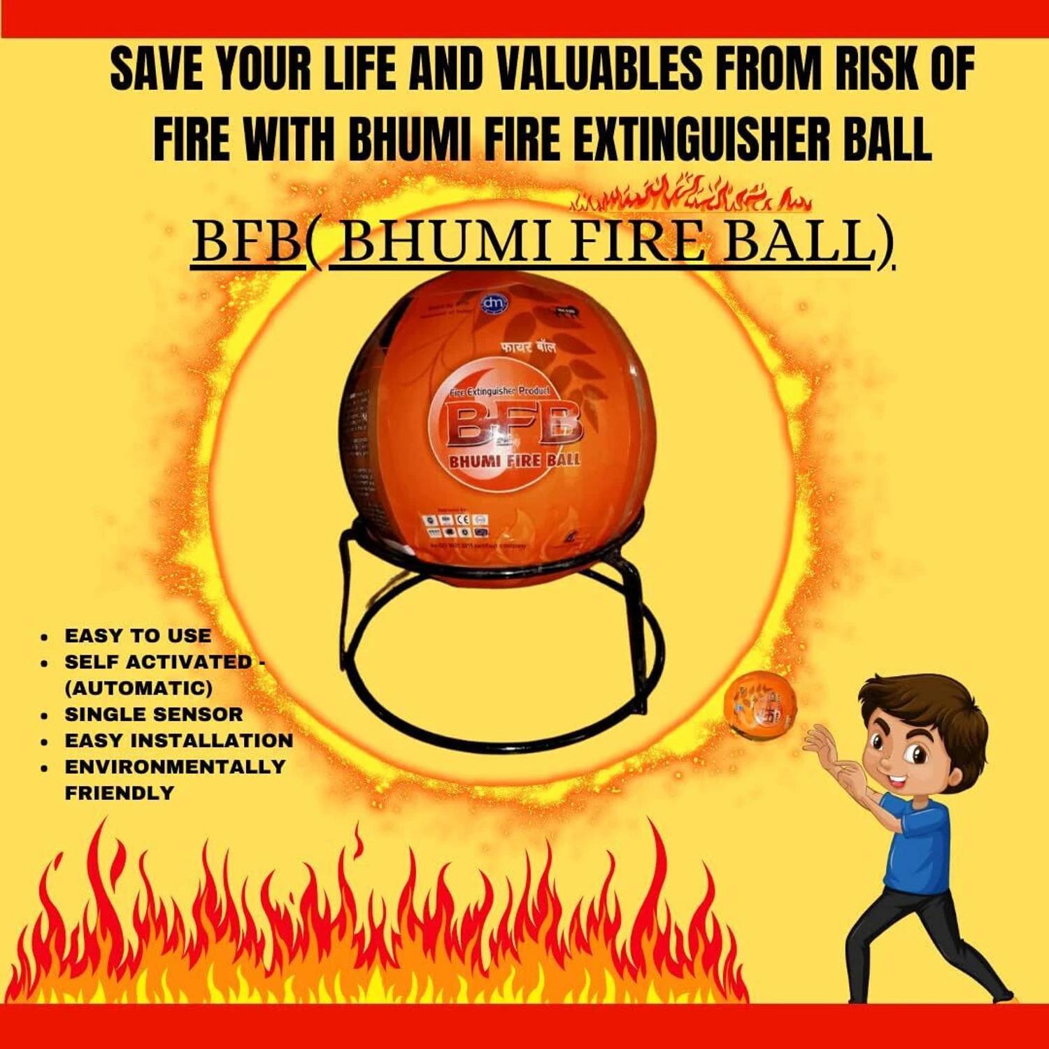 bfb Fire Extinguisher Ball Self Activate Reaction Time 3-5 sec