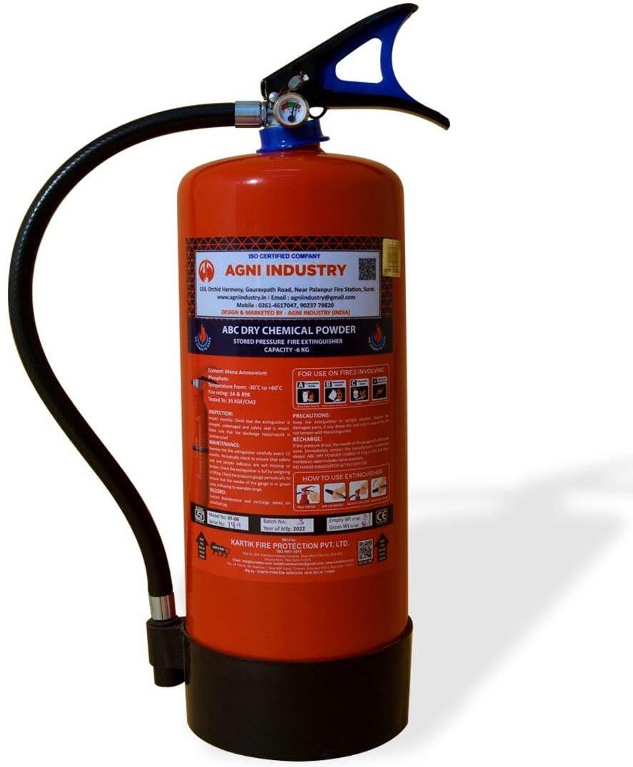 Image of AGNI INDUSTRY Fire ABC Powder Type 6 Kg Fire Extinguisher Mount Fire Extinguisher Mount