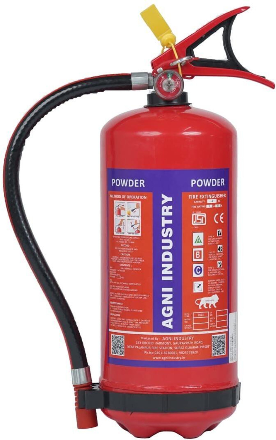Image of AGNI INDUSTRY Fire ABC Powder Type 6 Kg Fire Extinguisher Mount Fire Extinguisher Mount