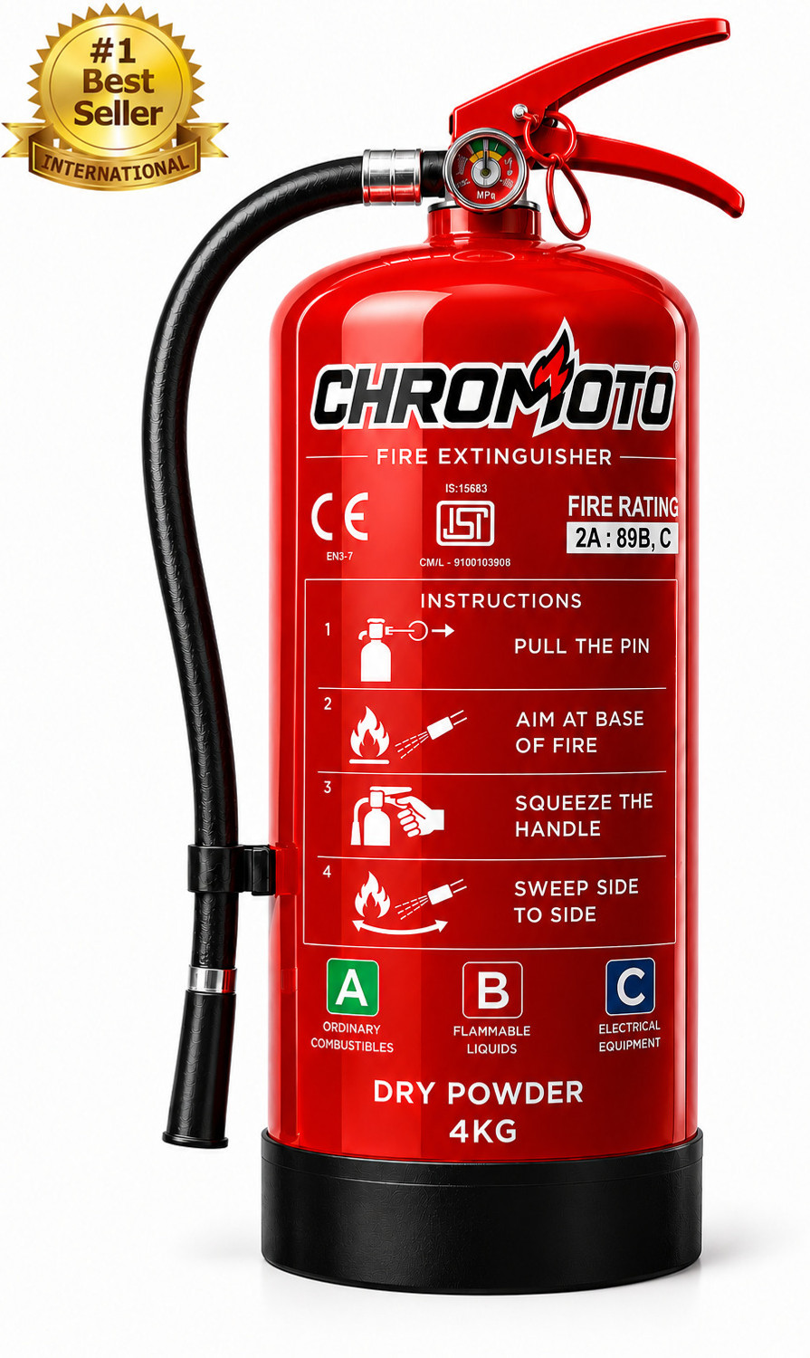 Image of Chromoto Fire Extinguisher ABC Dry Powder for Home, Office & Car Quick Fire Safety Fire Extinguisher Mount
