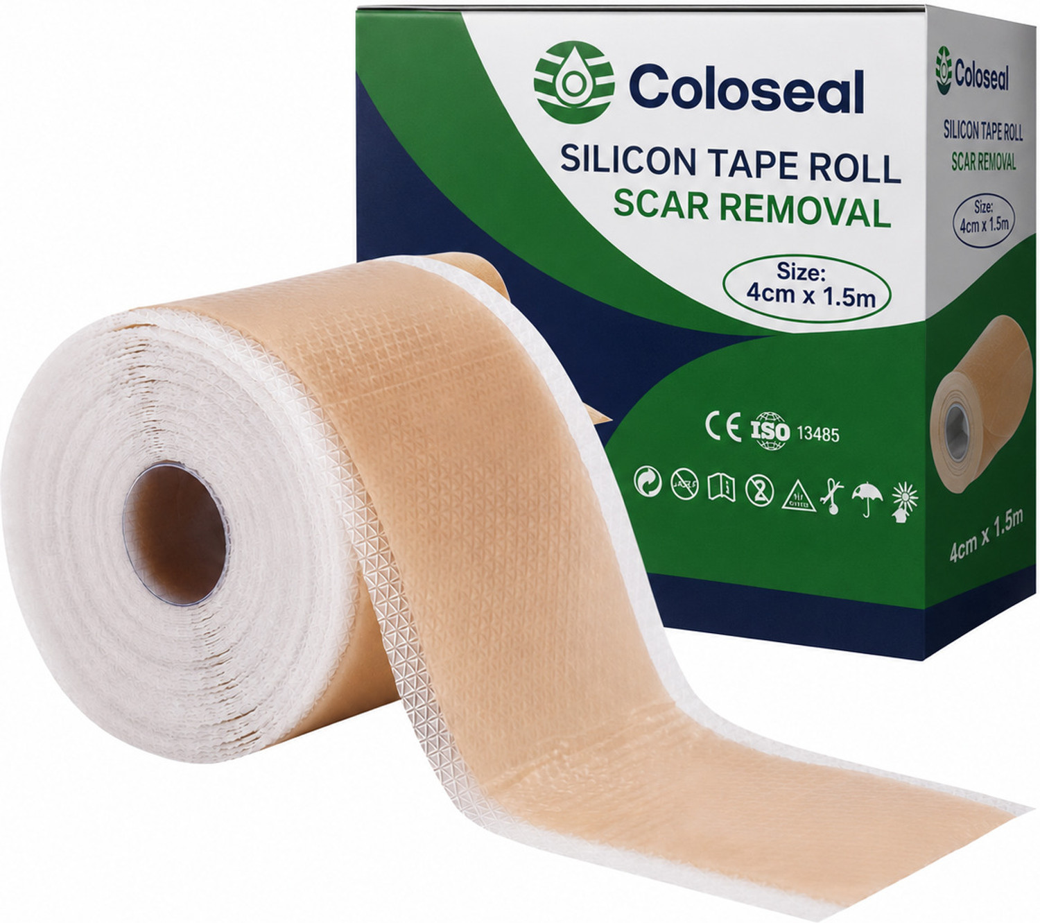 Image of Coloseal Medical Scar Removal Sheet, Surgical scar tape, Acne, 30 count (4cm x 150cm) First Aid Tape