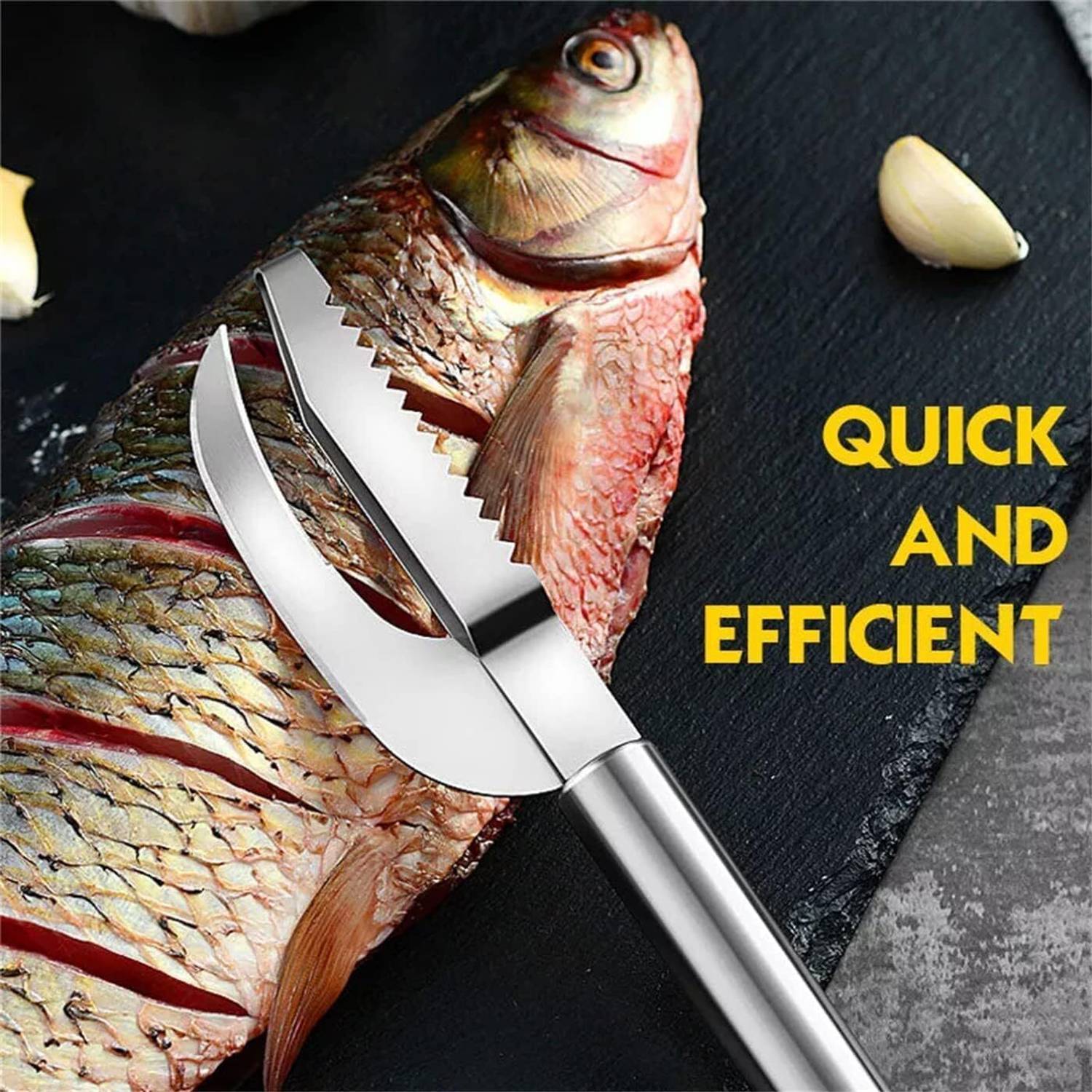 AJB 3-in-1 Stainless Steel Fish Maw Knife with Sawtooth Scaler, Fish Scale Remover Fish Scaler