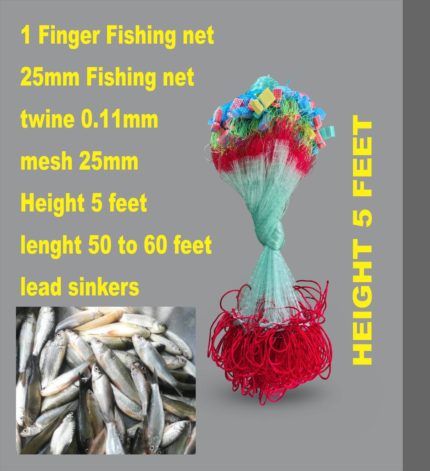 Barsha Fishing Nets 1 finger fishing net lead sinker Fishing Net