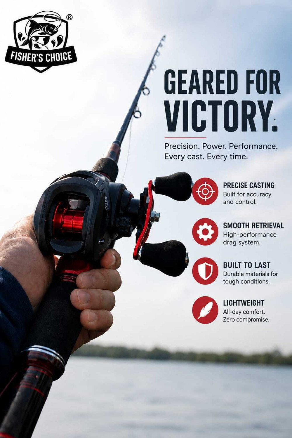 Image of Fishers choice High Speed Metal Fishing Reel 6000 Series for Fresh Water and Lake Water Fishing FC721-BL