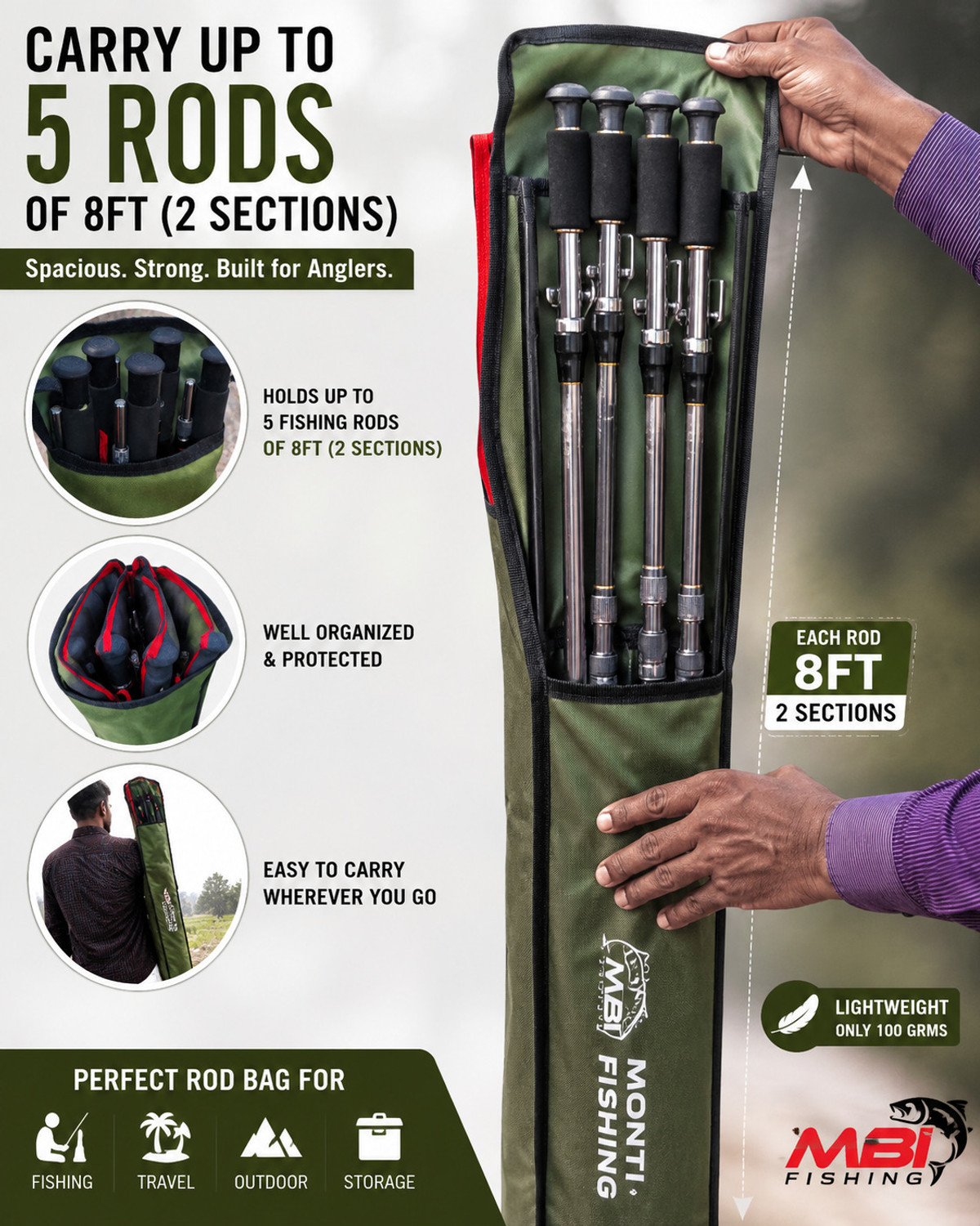 Image of MBI MONTYGREEN MONTYGREEN01 Green Fishing Rod